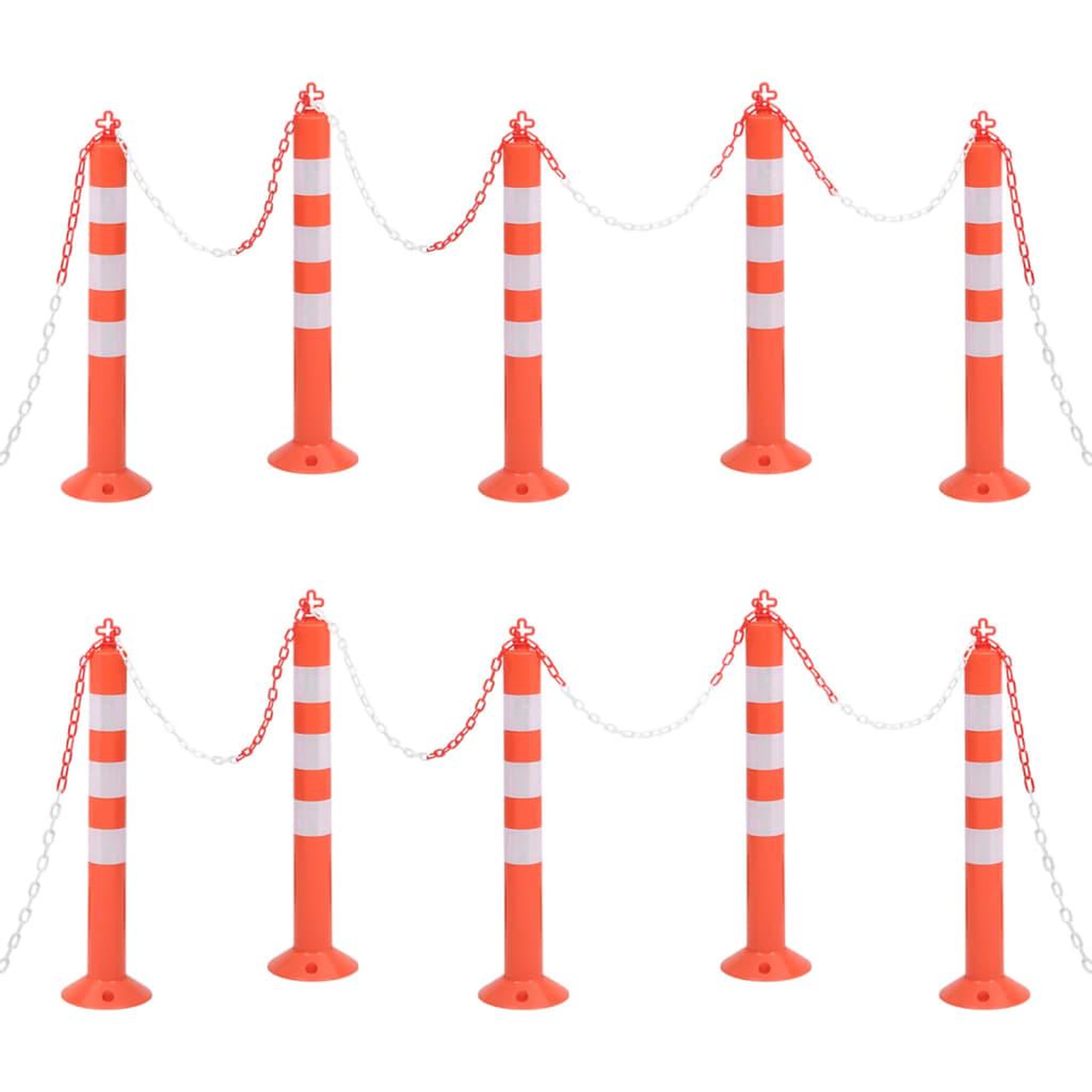 VIDAXL Bornes de controle du trafic 10 pcs avec chaîne 75 cm PE