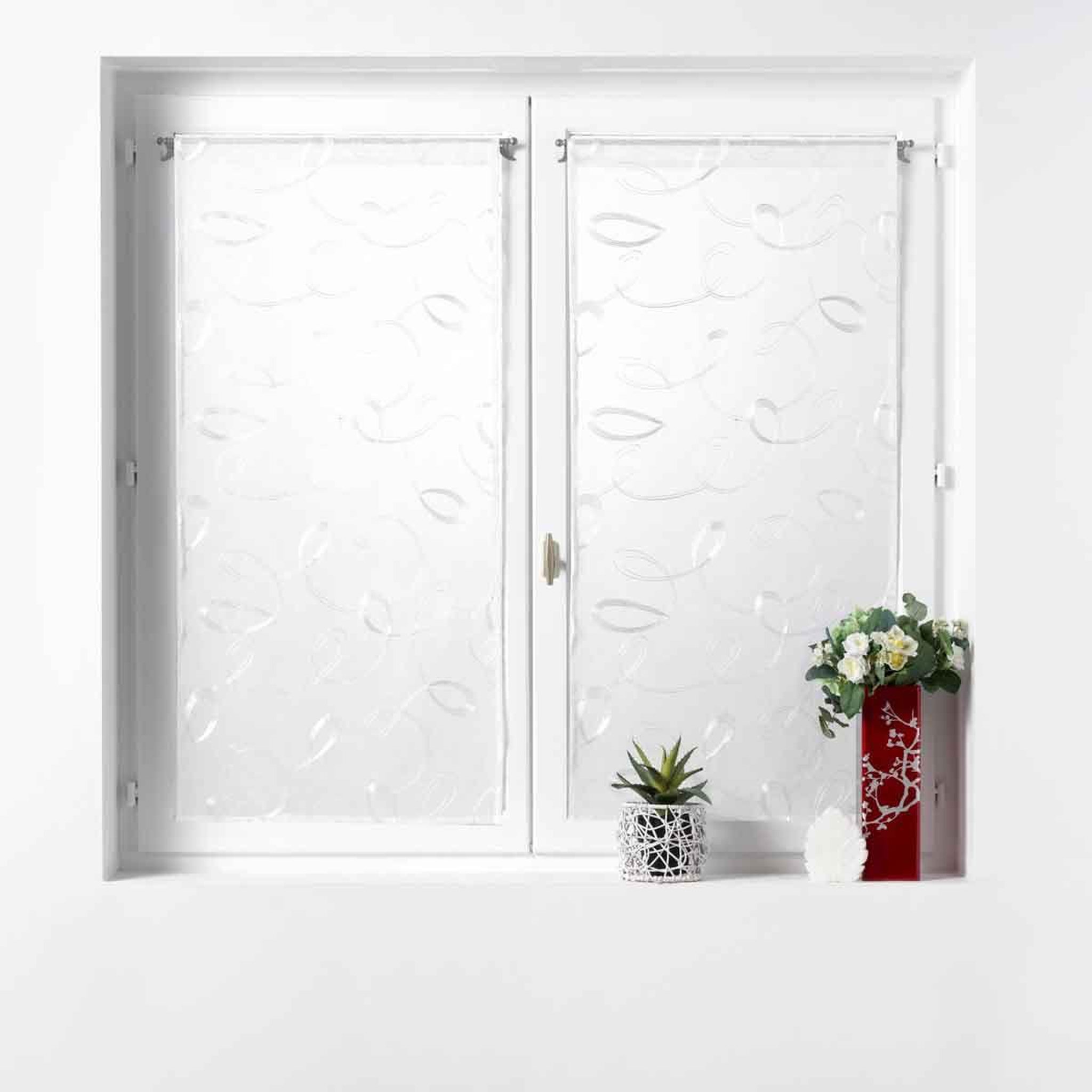 Voir la diapositive 3 : Douceur d'Intérieur Paire de voilages  hoops  60x90cm blanc
