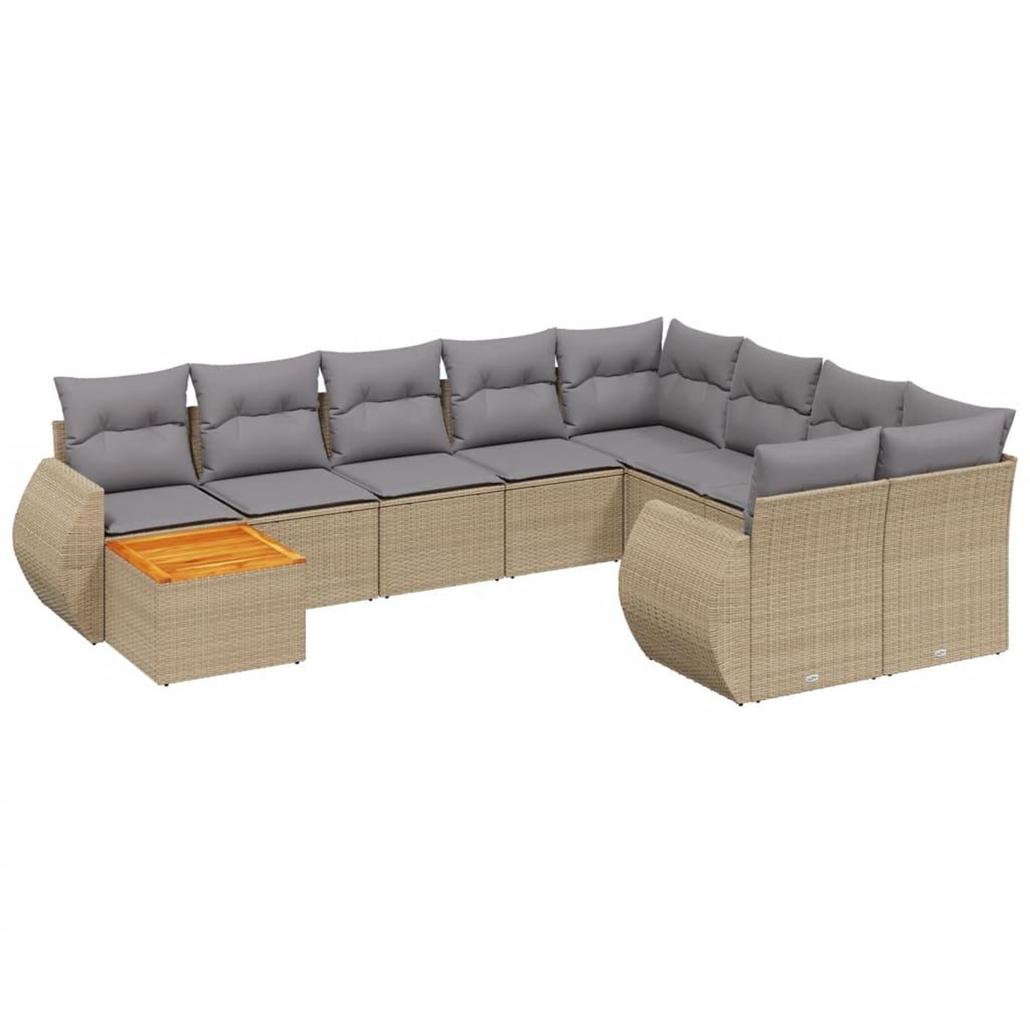 Voir la diapositive 2 : VIDAXL Salon de jardin avec coussins 10 pcs beige resine tressee