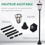 Voir la diapositive 5 : OUTSUNNY Lot de 2 luminaires extérieurs solaires lampadaires lanternes classiques LED 15 Lm Ø 18,5 x 129H cm noir
