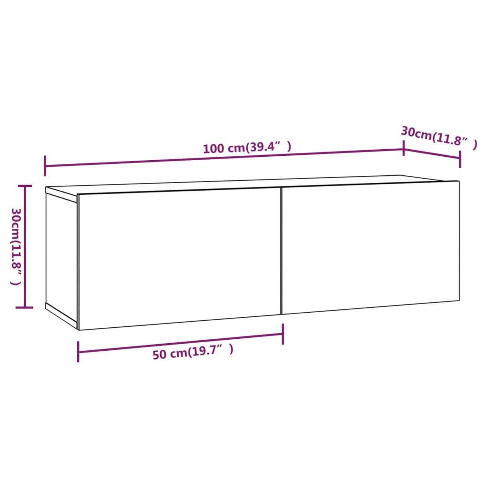 Voir la diapositive 6 : VIDAXL Meubles TV muraux 2 pcs noir 100x30x30 cm bois d'ingenierie