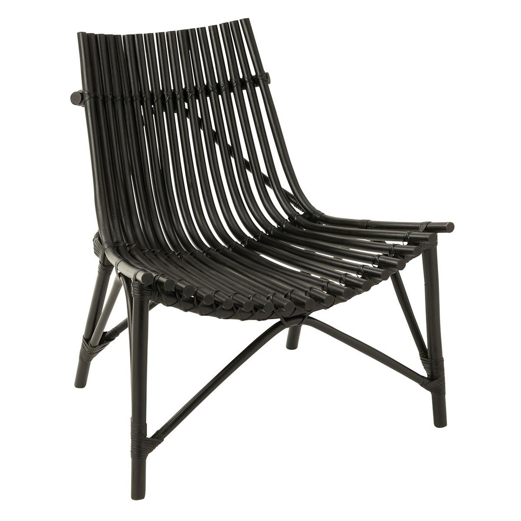 J-LINE Fauteuil design en rotin  margery  84cm noir
