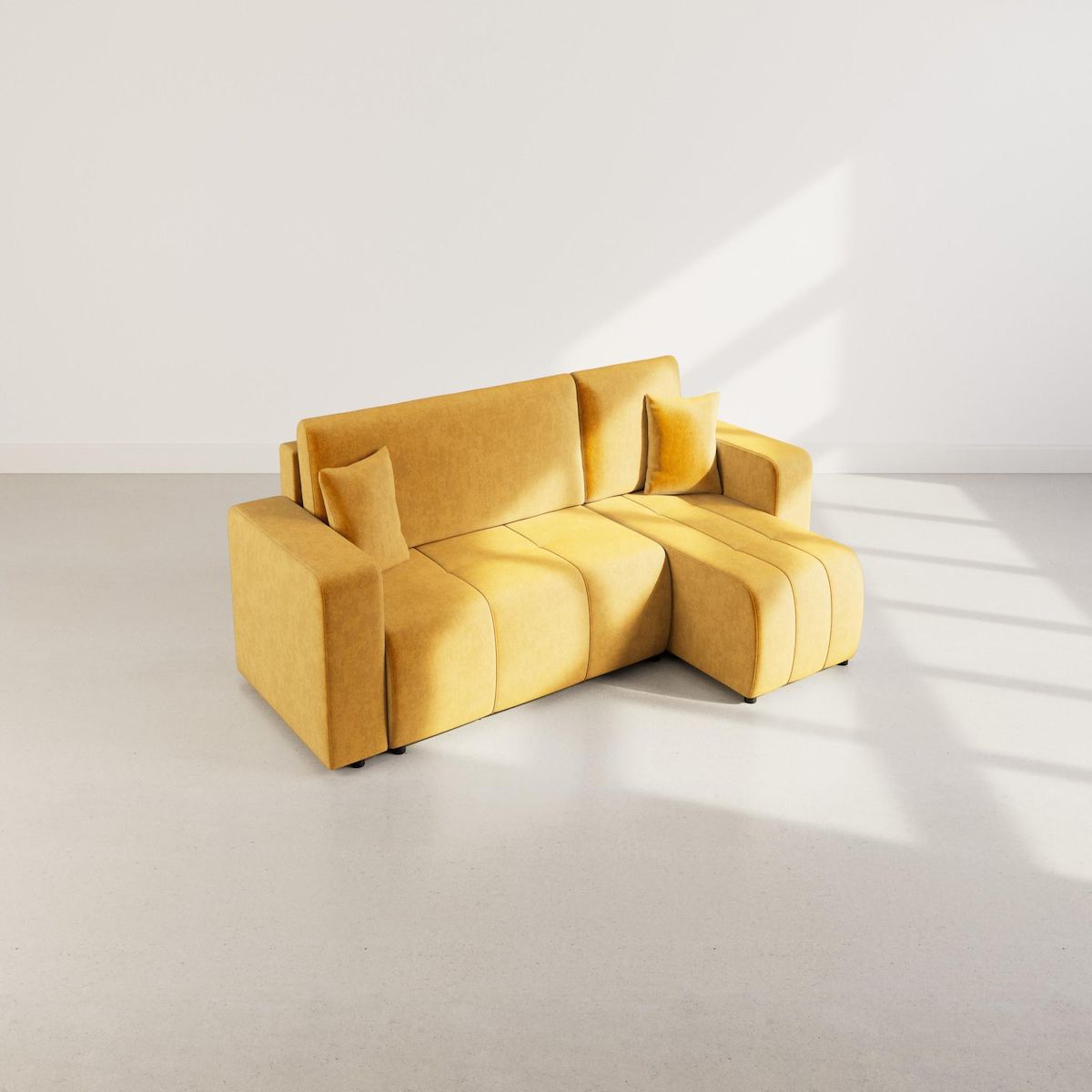 BEST MOBILIER Nicole - canapé d'angle réversible 4 places convertible avec coffre en tissu