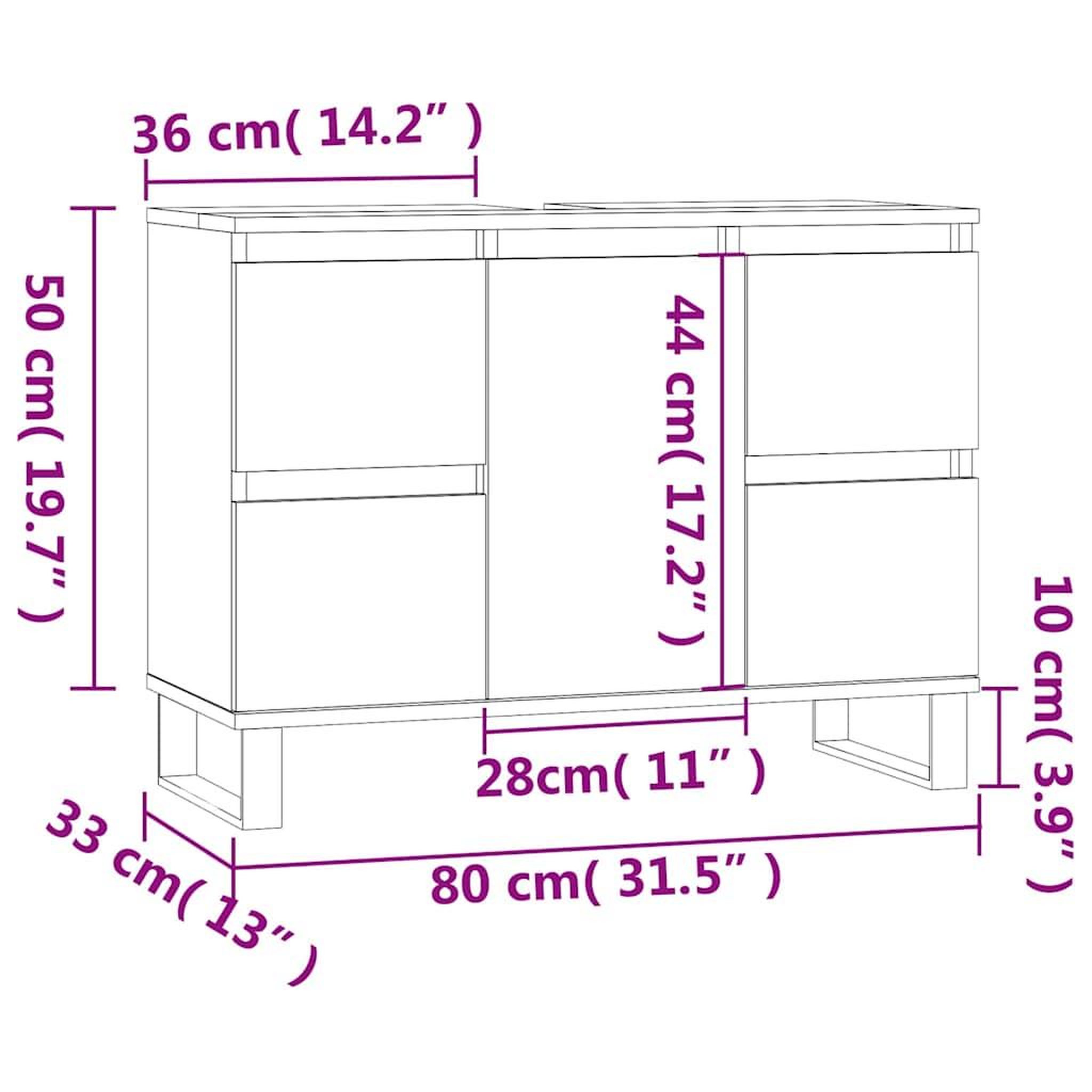 Voir la diapositive 6 : VIDAXL Armoire salle de bain chene fume 80x33x60cm bois d'ingenierie