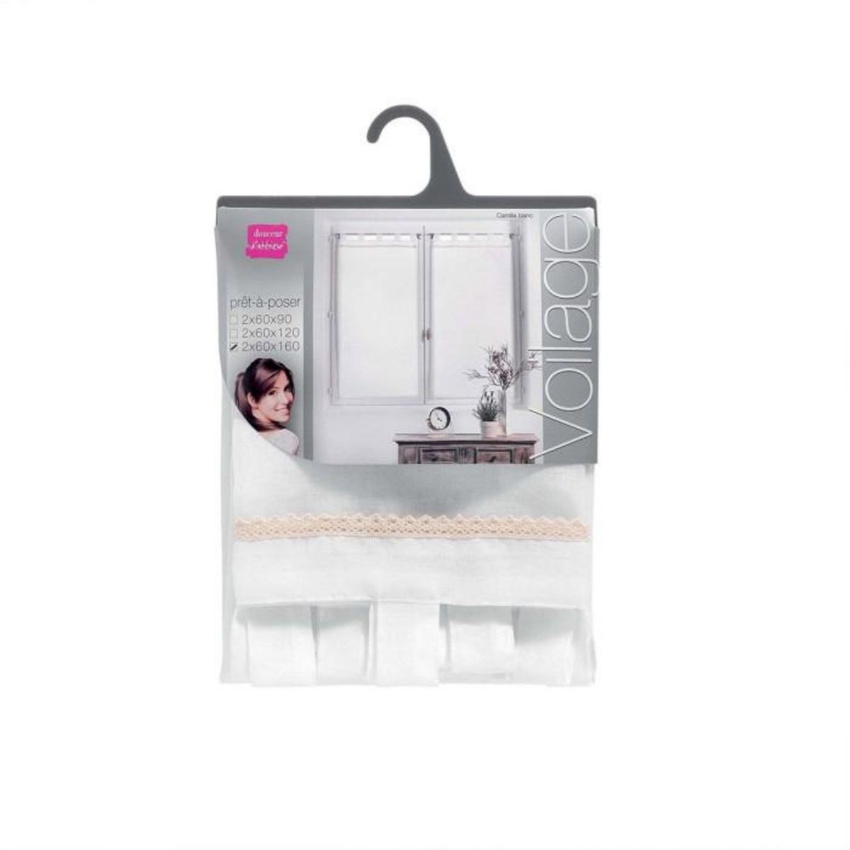 Paris Prix Paire de Voilages  Camilla  60x160cm Blanc