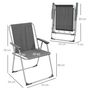 Voir la diapositive 3 : OUTSUNNY Lot de 4 chaises pliantes de jardin chaises de camping plage avec accoudoirs tissu Oxford gris