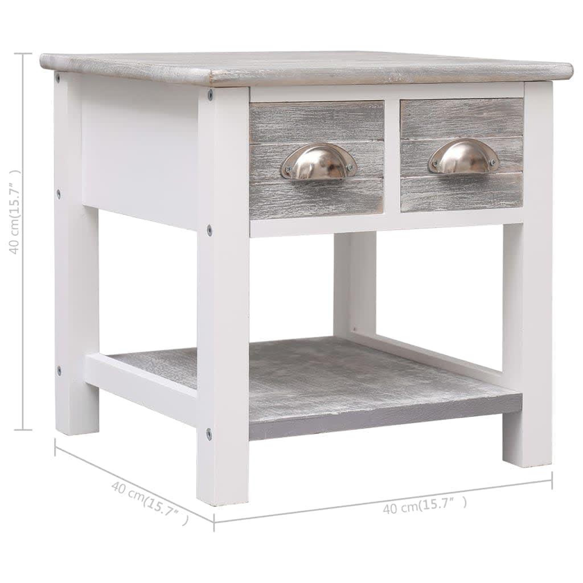 Voir la diapositive 6 : VIDAXL Table d'appoint Gris 40x40x40 cm Bois de Paulownia