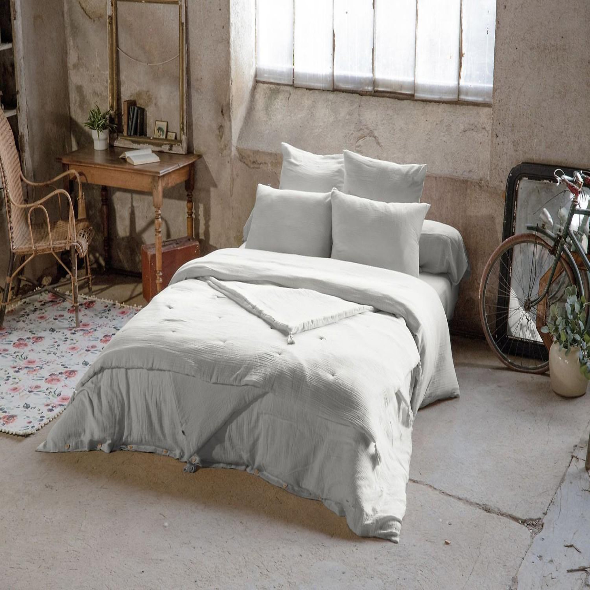 Voir la diapositive 3 : Home collection Drap housse 100% gaze de coton