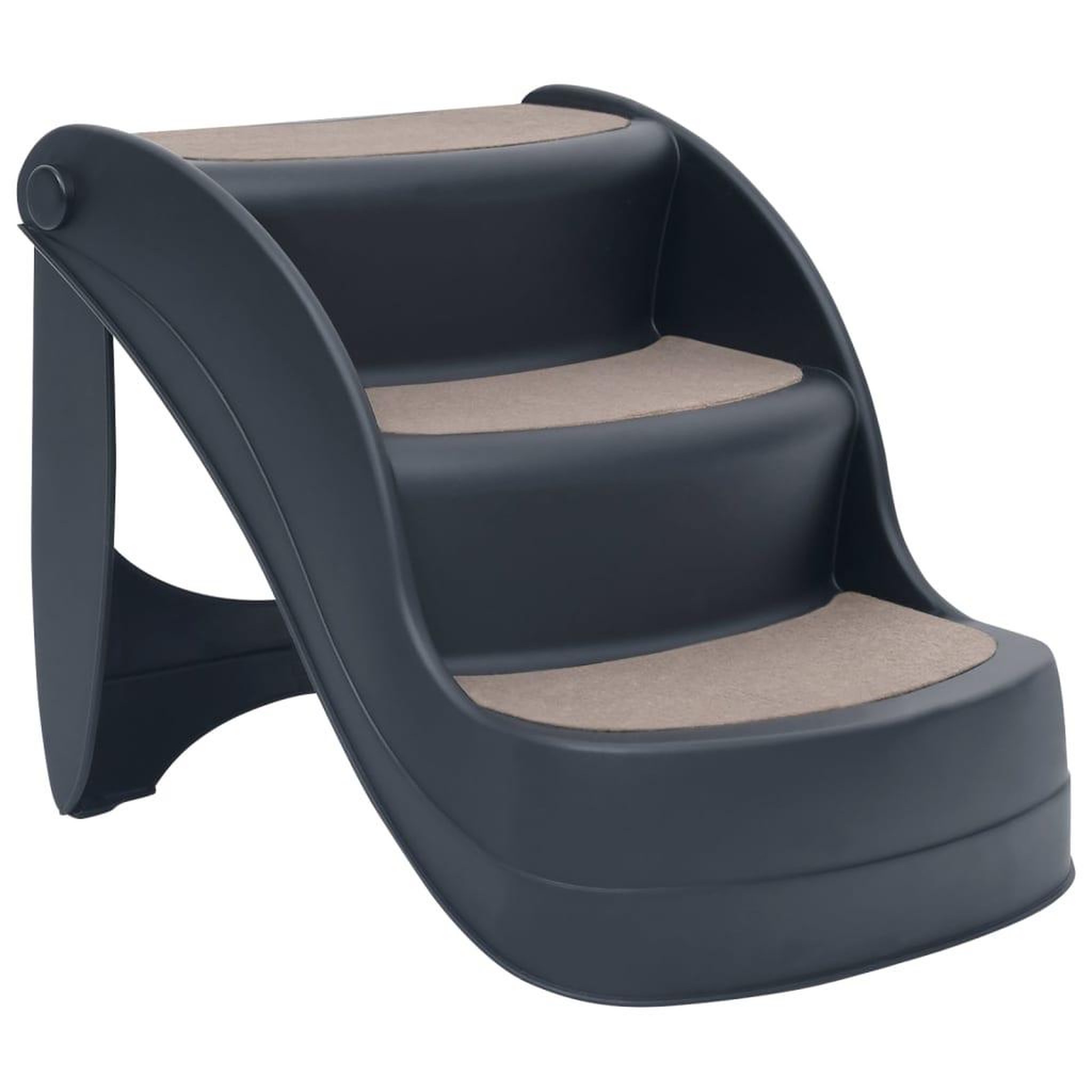 Voir la diapositive 2 : VIDAXL Escalier pliable a 3 marches pour chiens Gris fonce