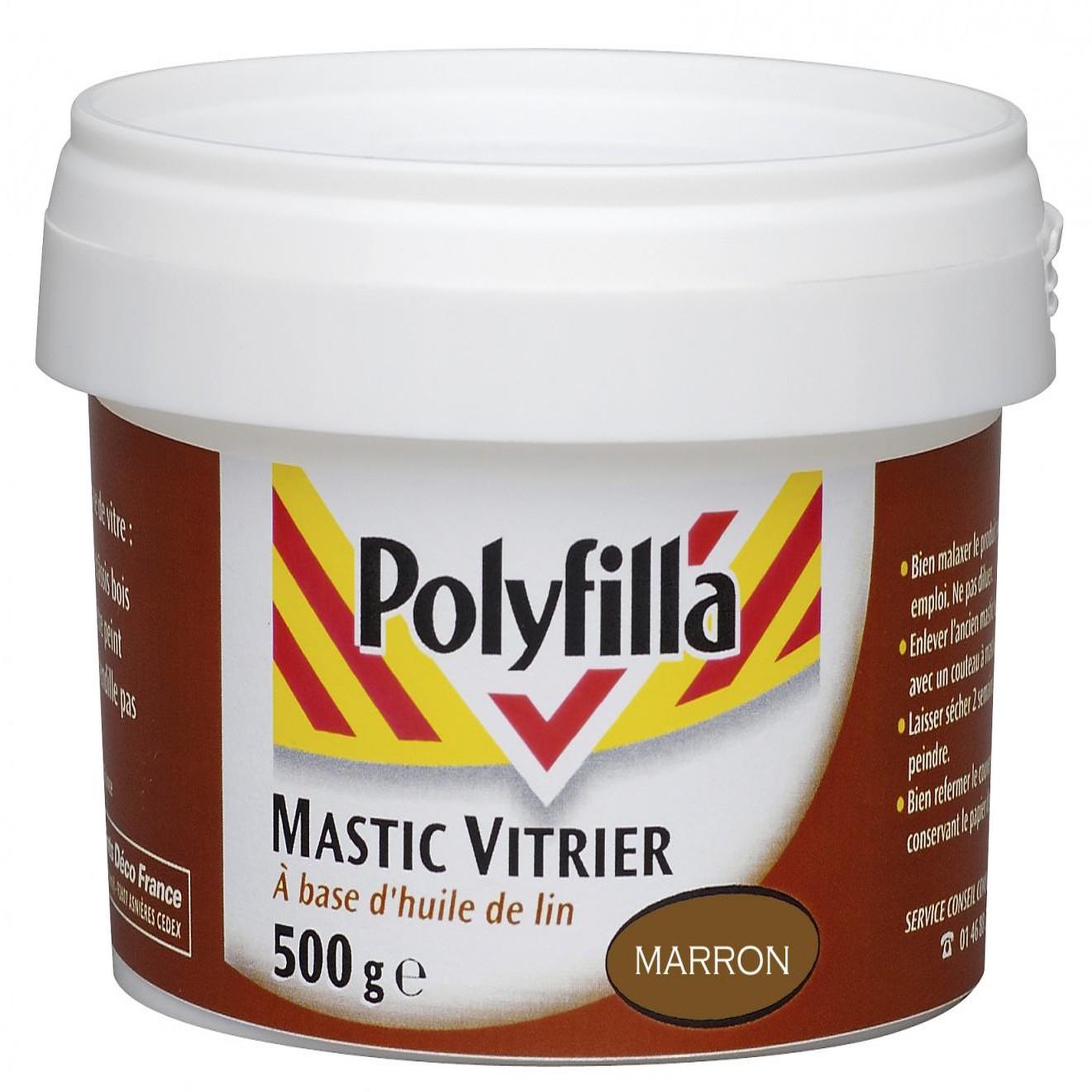 CENTRALE BRICO Mastic d'étanchéité vitrier POLYFILLA 500 g marron