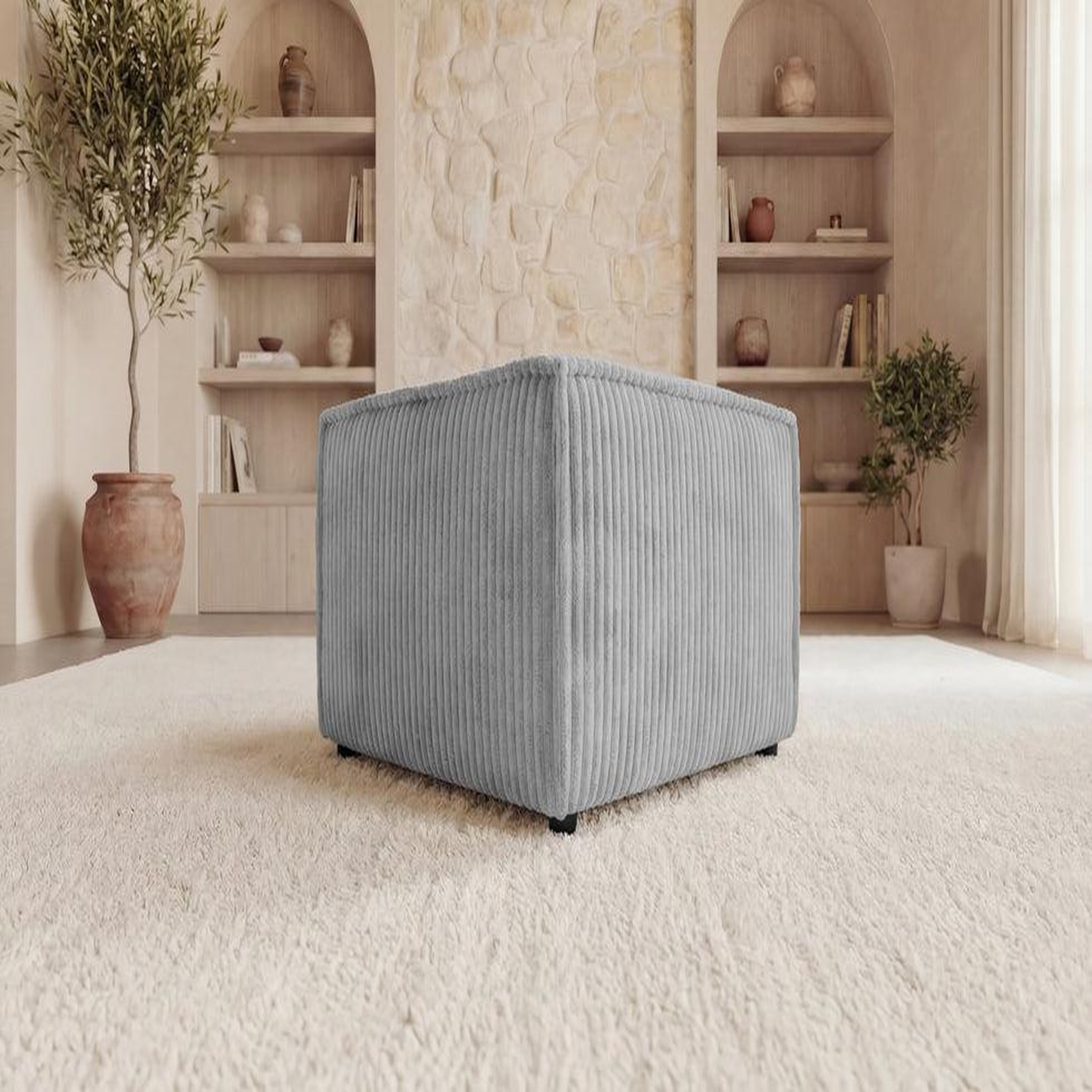Voir la diapositive 3 : CASANOVA PARIS Laria - pouf gros velours côtelé