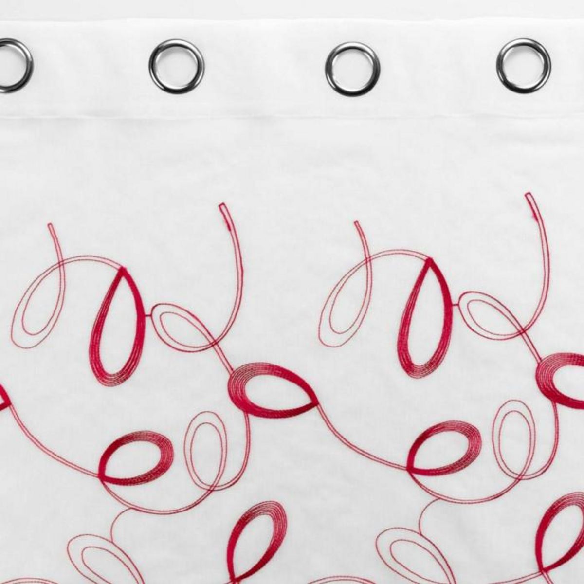 Paris Prix Rideau Voilage à Œillets  Hoops  140x240cm Rouge
