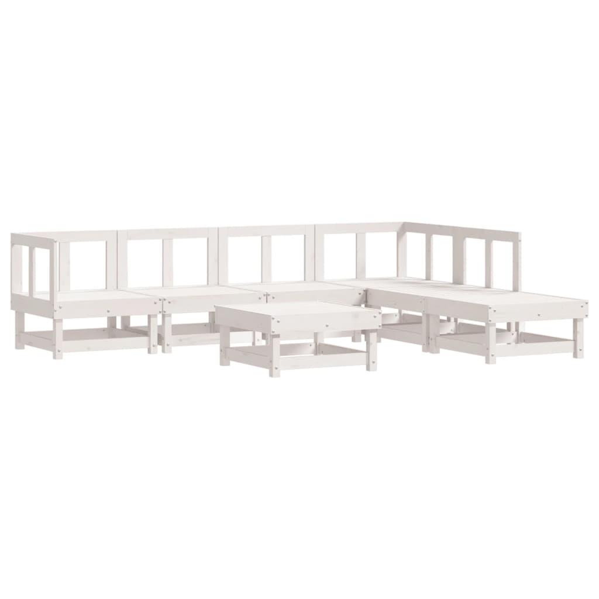 Voir la diapositive 2 : VIDAXL Salon de jardin 7 pcs Blanc Bois de pin massif