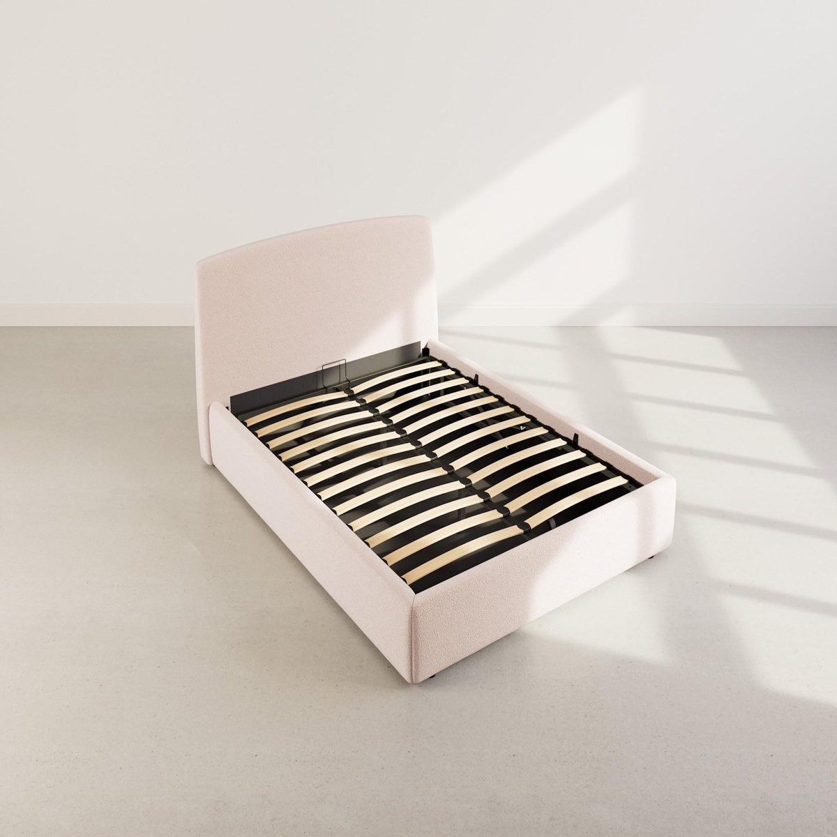 BEST MOBILIER Juliette - lit coffre - 160x200 cm - en tissu bouclette