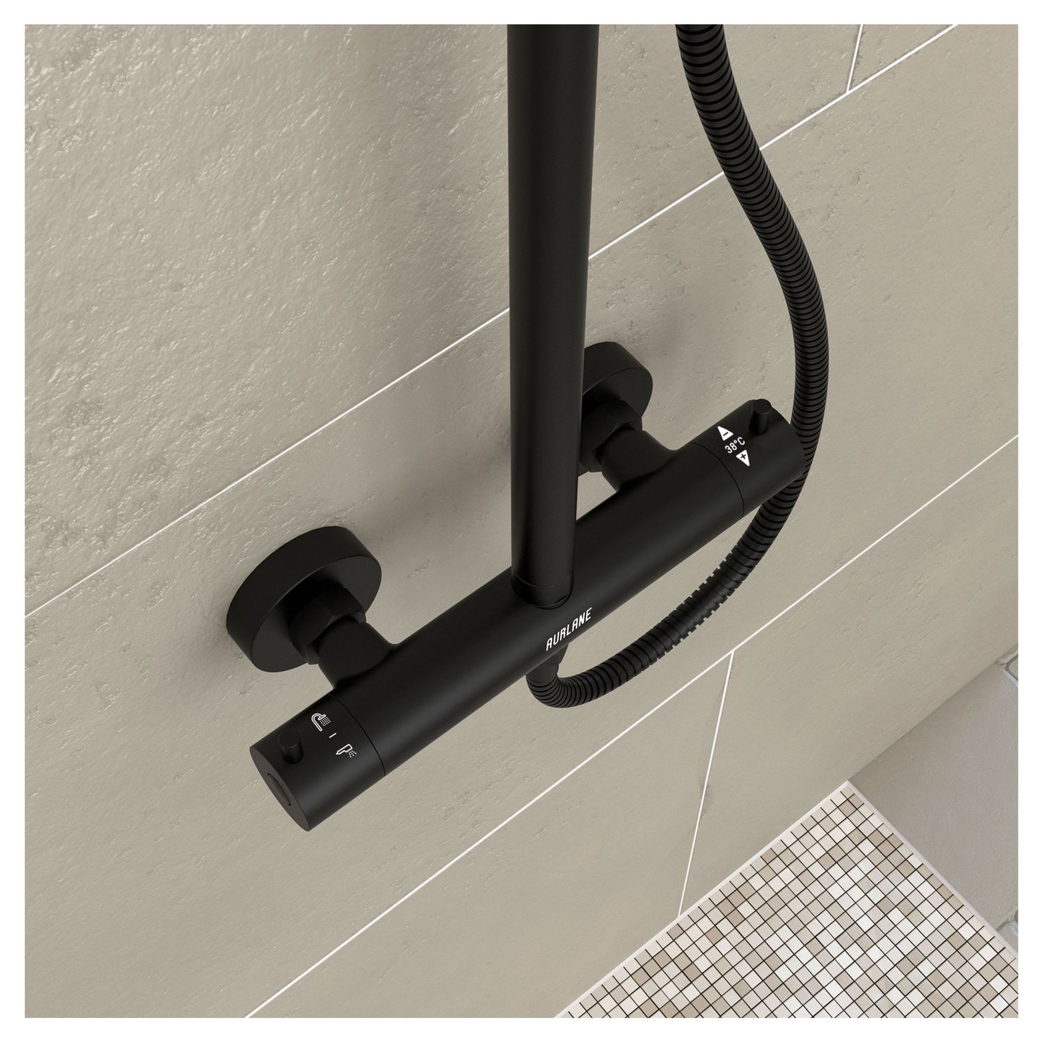 Voir la diapositive 2 : Aurlane Colonne de douche Thermostatique Arty Noir