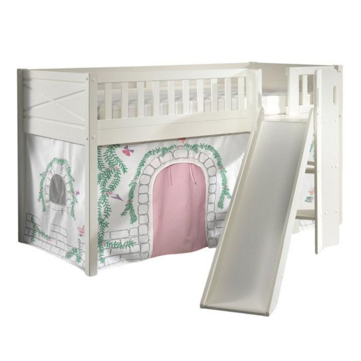 Paris Prix Lit Enfant Toboggan & Tente  Scott Birdy  90x200cm Blanc