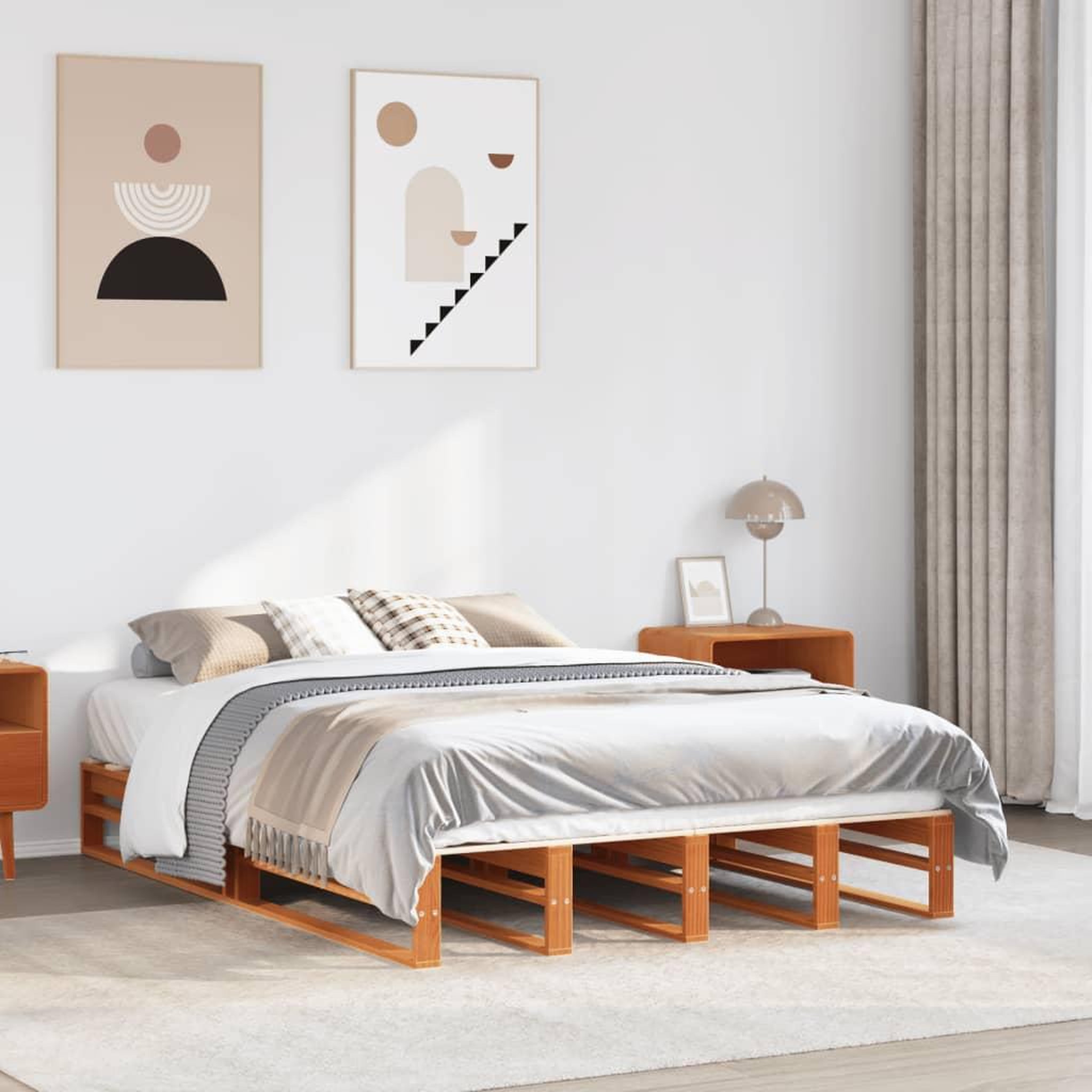 VIDAXL Cadre de lit sans matelas cire marron 120x190cm bois pin massif