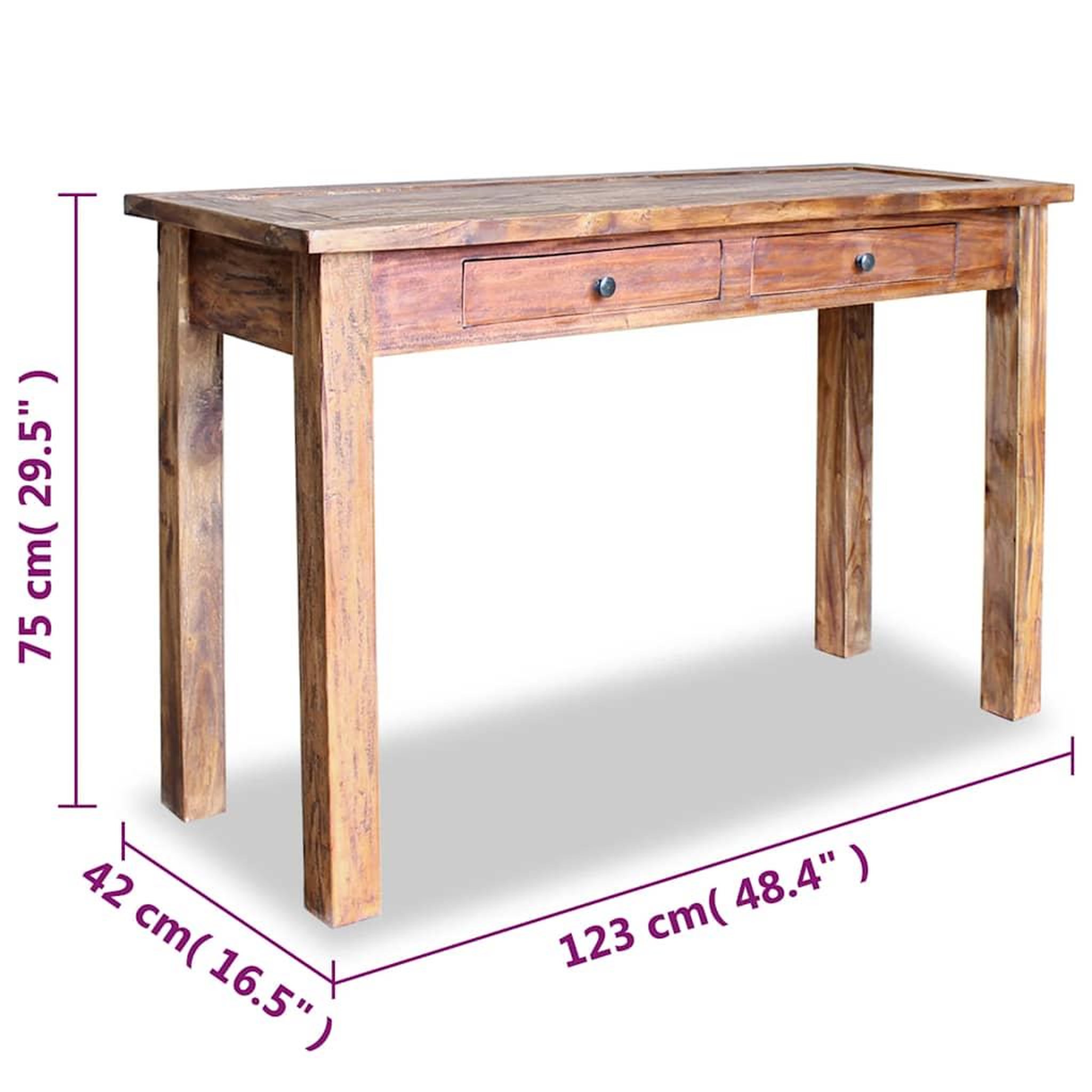 Voir la diapositive 5 : VIDAXL Table console bois d'acajou massif 123x42x75 cm
