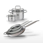 ELO Lot de 3 Poêles Elo Relief Solution 24/28/32 cm et 2 Faitouts Elo Citrin 12/20 cm