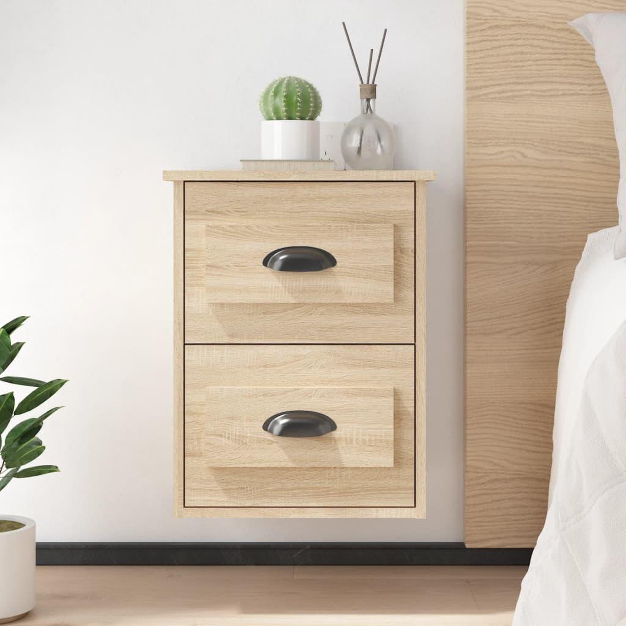 VIDAXL Table de chevet murale chene sonoma 41,5x36x53 cm
