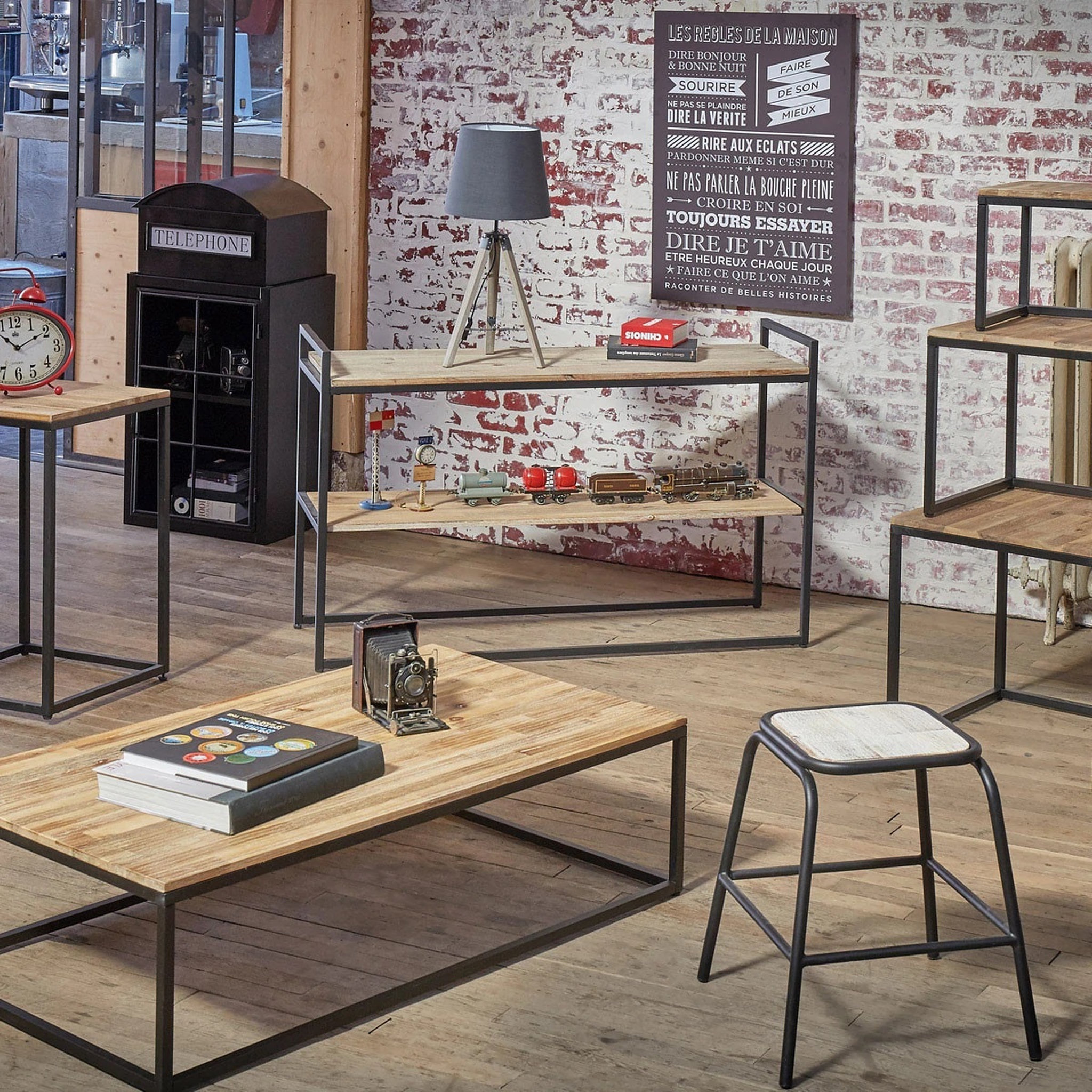 Voir la diapositive 4 : ATMOSPHERA Table basse de salon pieds métal L115cm ELEORA