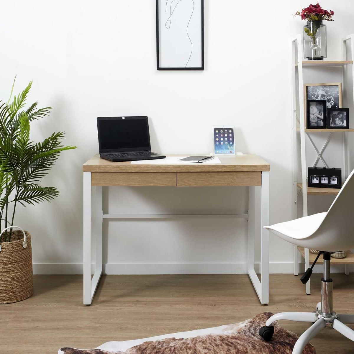 The Home Deco Factory Bureau en métal et MDF