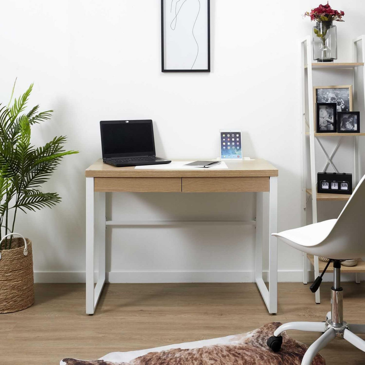 The Home Deco Factory Bureau en métal et MDF