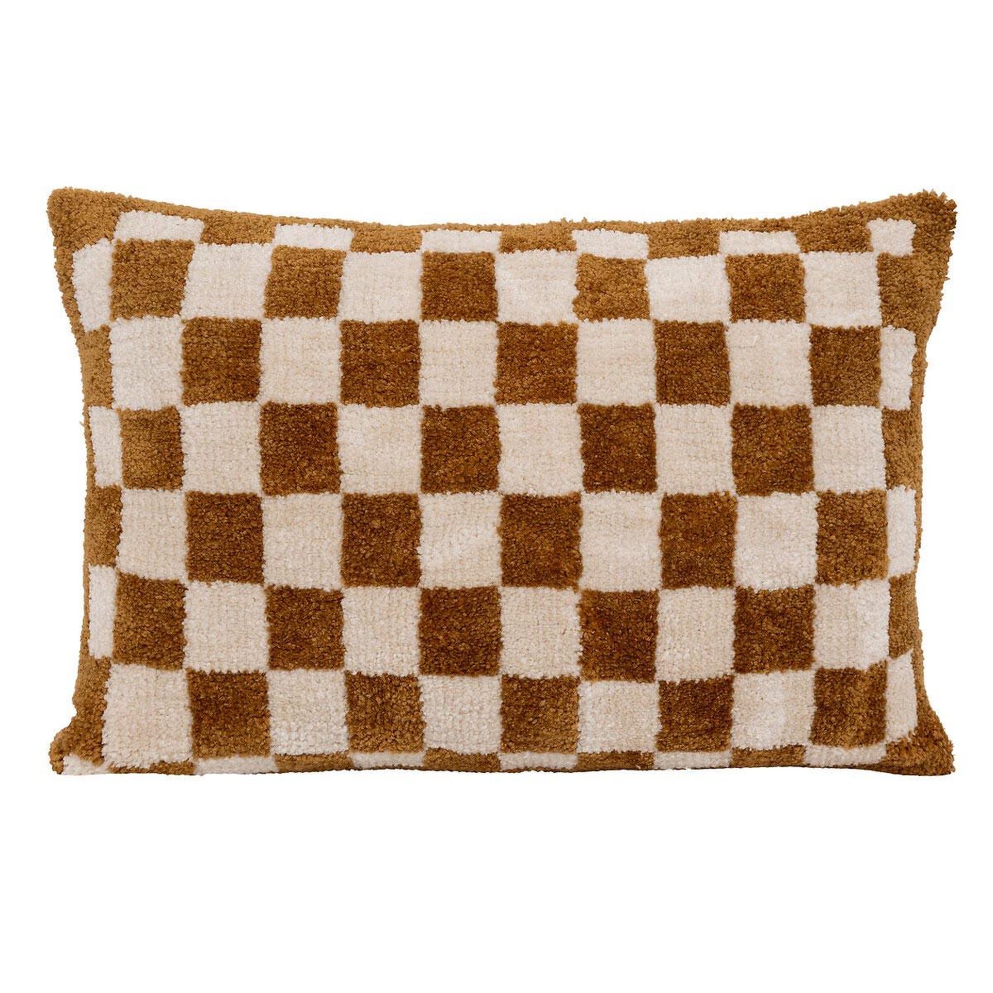 ATMOSPHERA Coussin tufté damier  itha  38x58cm ocre