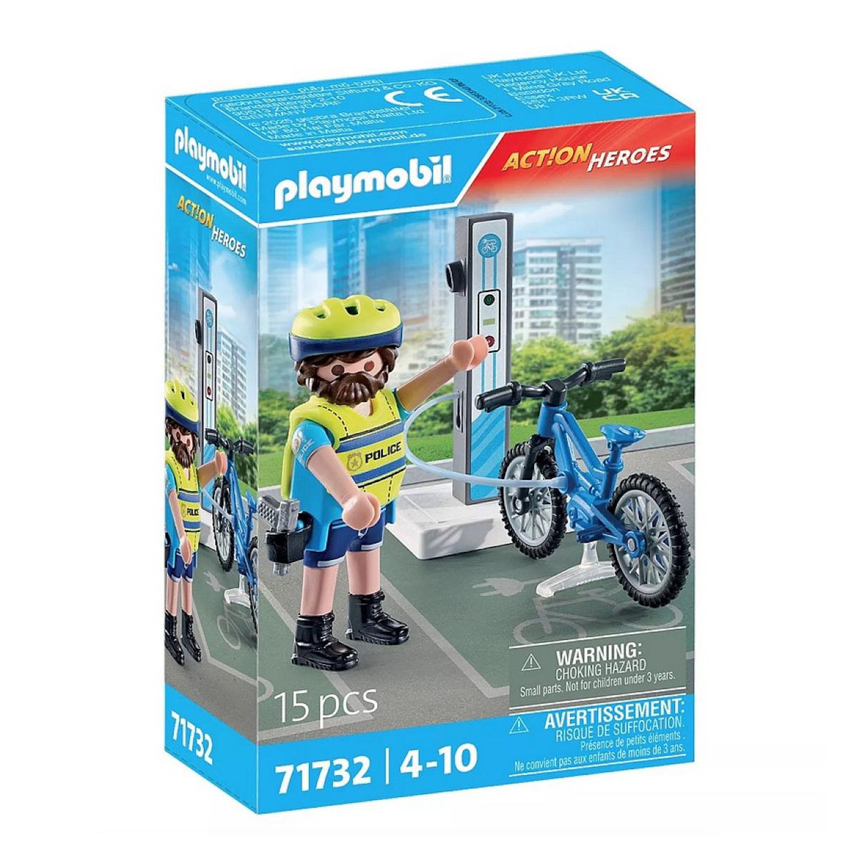 PLAYMOBIL 71732 Policier cycliste et borne de recharge électrique