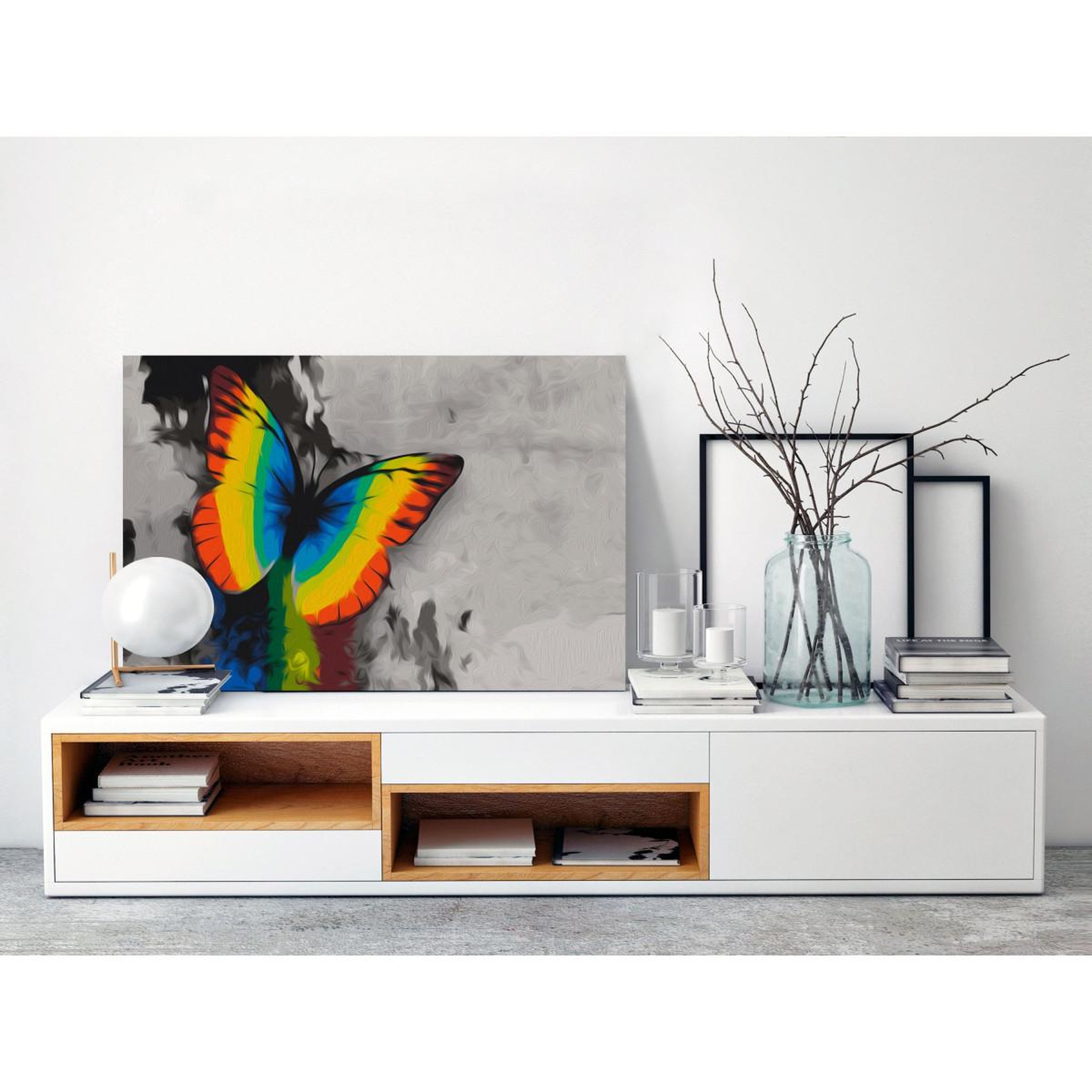 Voir la diapositive 2 : Paris Prix Tableau à peindre soi-même  colourful butterfly  40x60cm