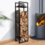 Voir la diapositive 2 : ID MARKET Range bûches vertical acier noir avec étagère H.170 CM pour cheminée