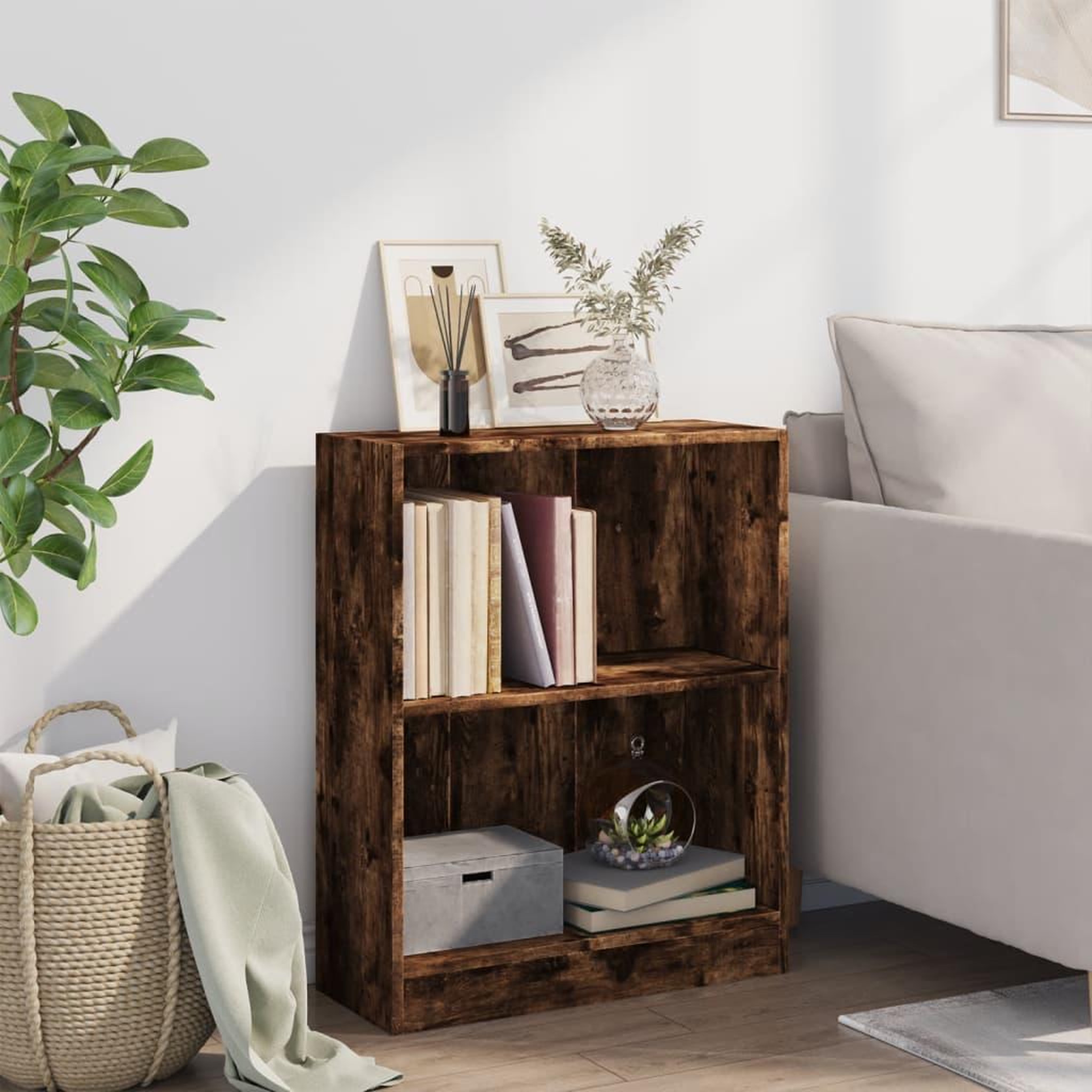 Voir la diapositive 3 : VIDAXL Bibliotheque Chene fume 60x24x76 cm Bois d'ingenierie