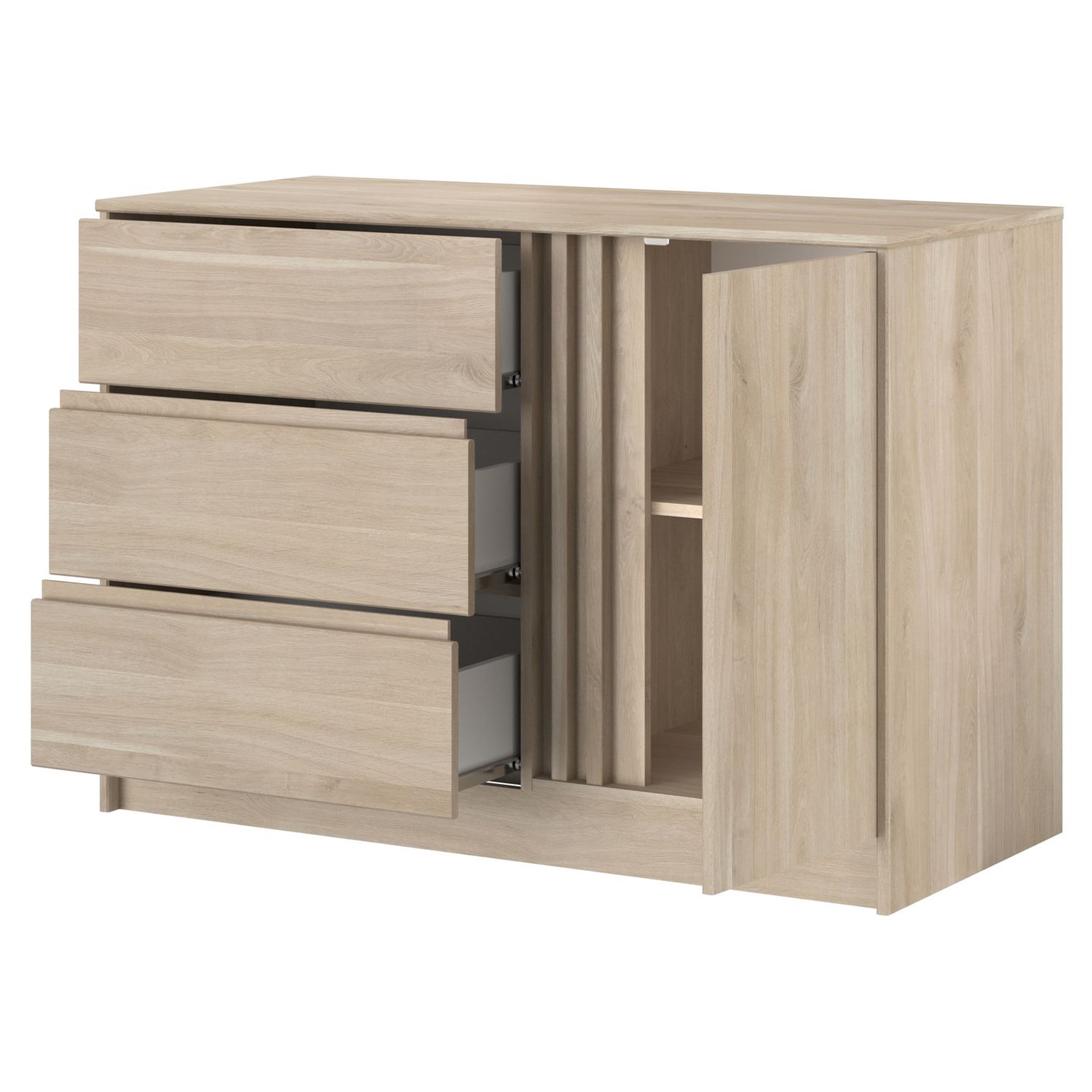 Voir la diapositive 3 : Commode 3 tiroirs 1 porte L109 cm PIA