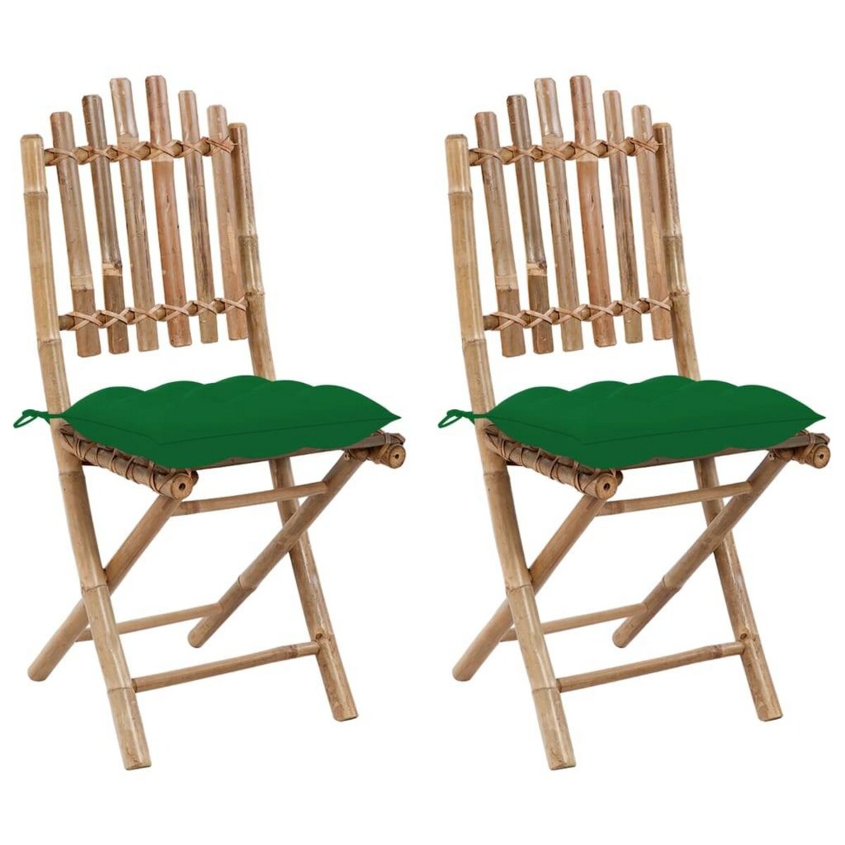VIDAXL Chaises pliables de jardin 2 pcs avec coussins Bambou