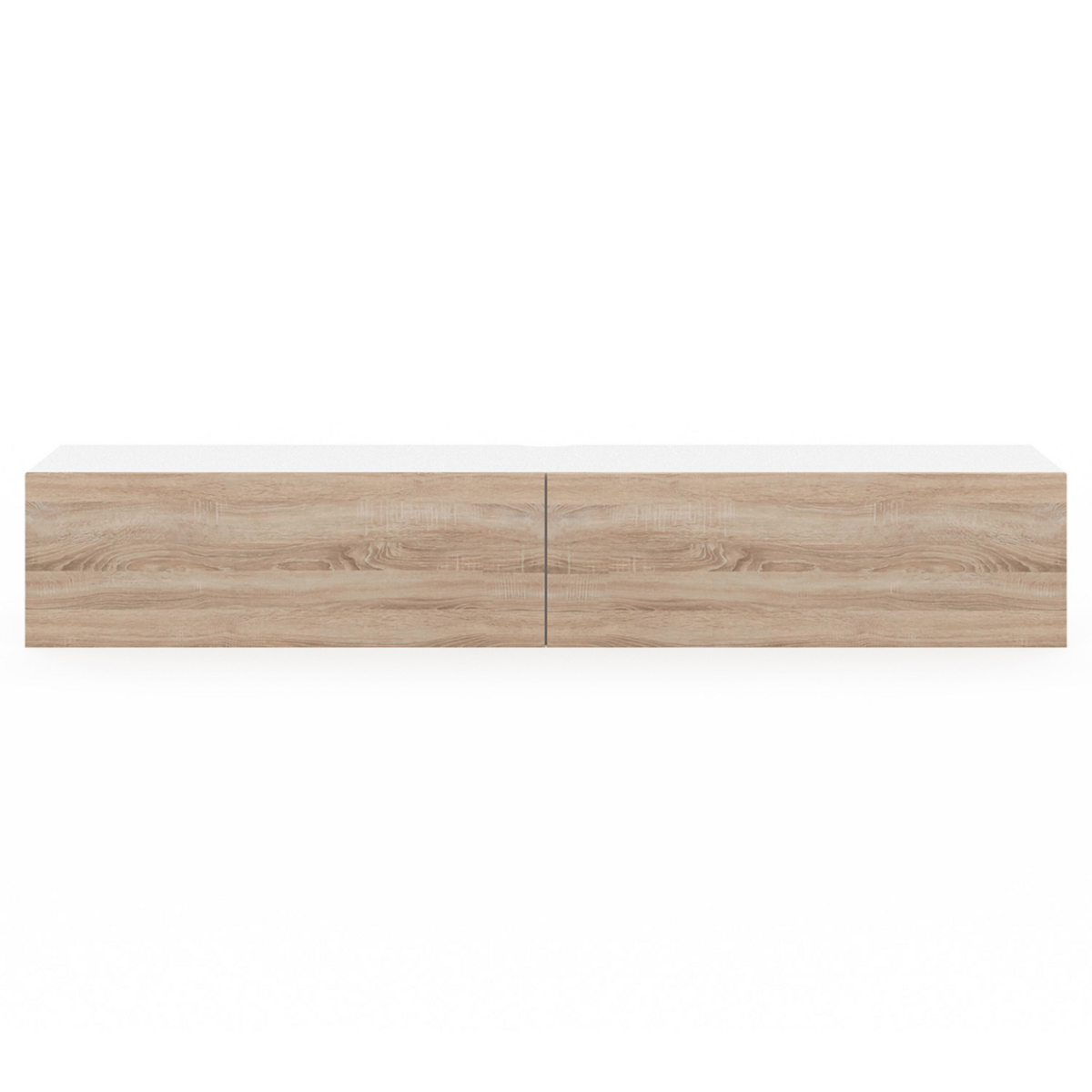 ID MARKET Meuble TV 180 cm suspendu ELIO 2 portes blanc et bois