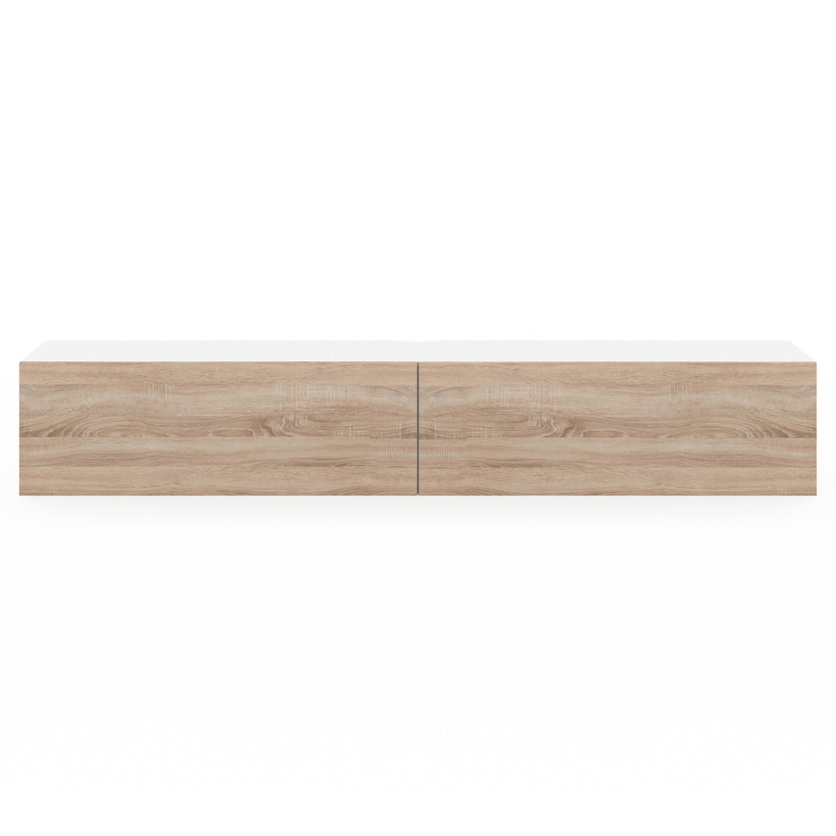 ID MARKET Meuble TV 180 cm suspendu ELIO 2 portes blanc et bois