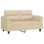 Voir la diapositive 4 : VIDAXL Canape 2 places avec oreillers creme 120 cm tissu microfibre