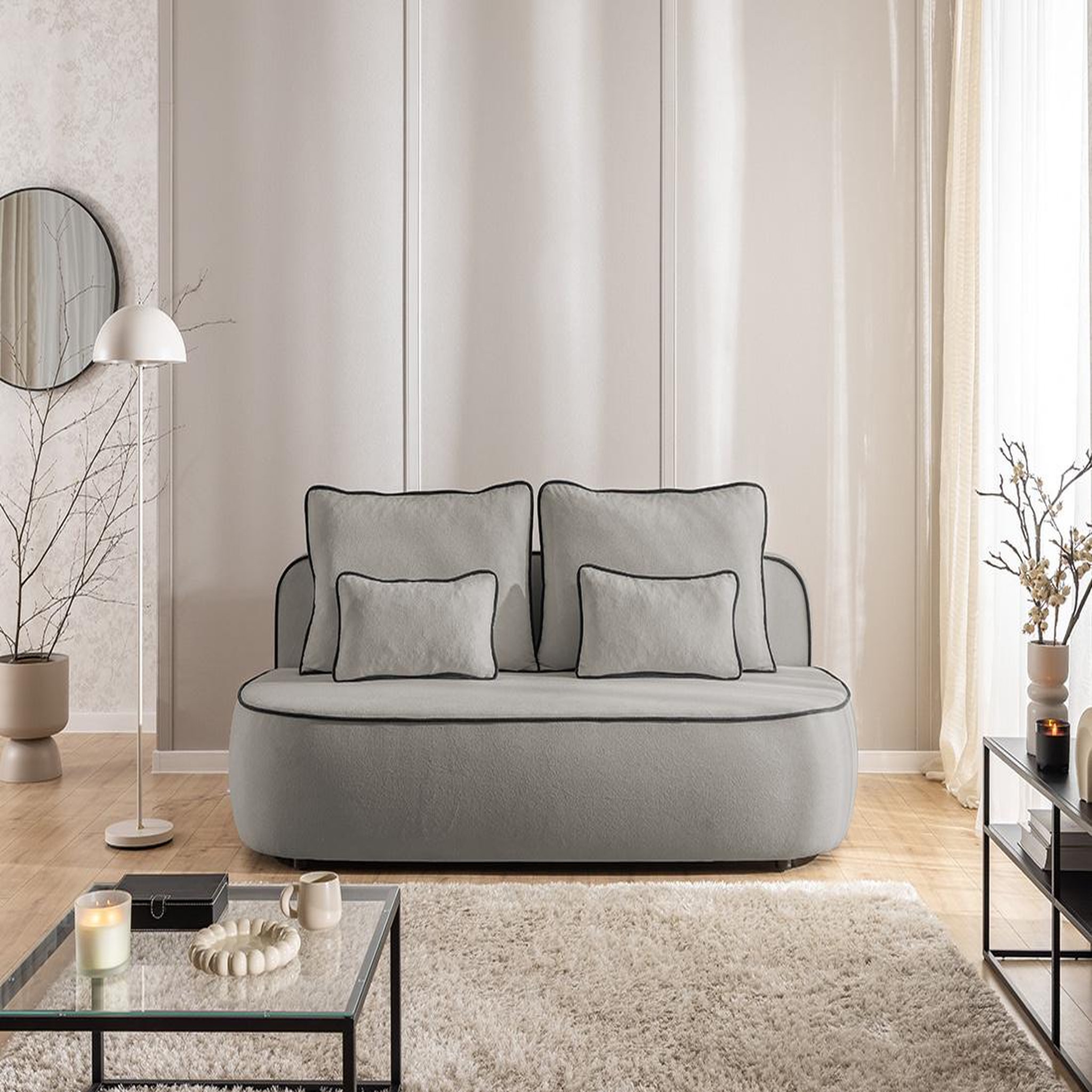 Voir la diapositive 5 : BEST MOBILIER Laurine - canapé droit 3 places convertible avec coffre en velours