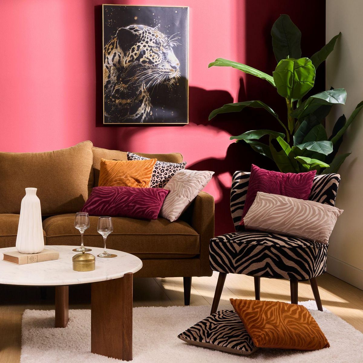 ATMOSPHERA Fauteuil en chenille zébré CHIARA - Marron