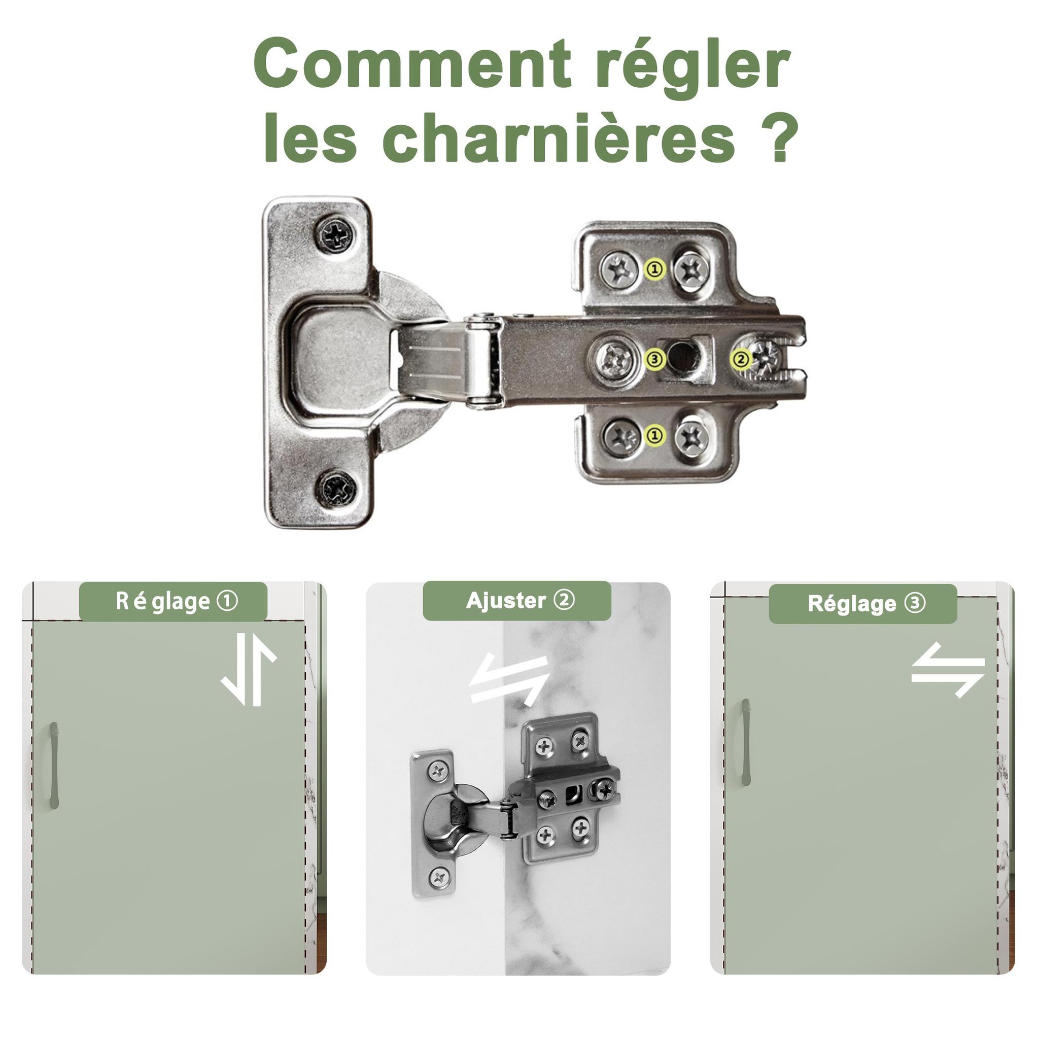Voir la diapositive 5 : MERAX Ilot de cuisine 3 portes 3 tiroirs coloris blanc mdf