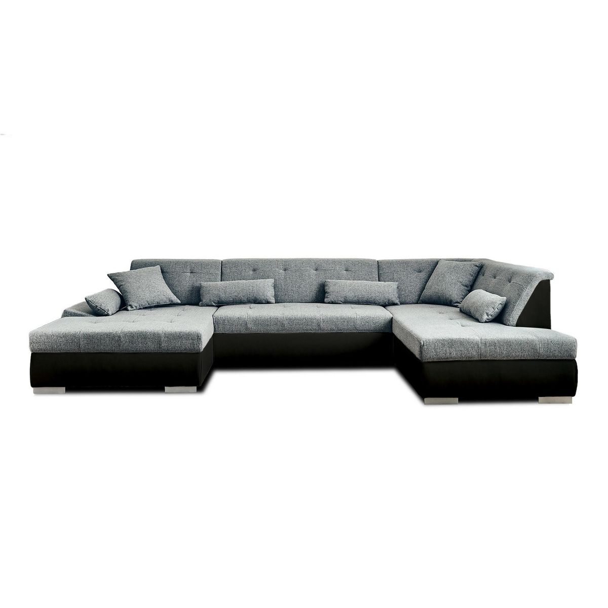 LISA DESIGN Vermont - canapé panoramique d'angle droit - 7 places - convertible - en simili et tissu