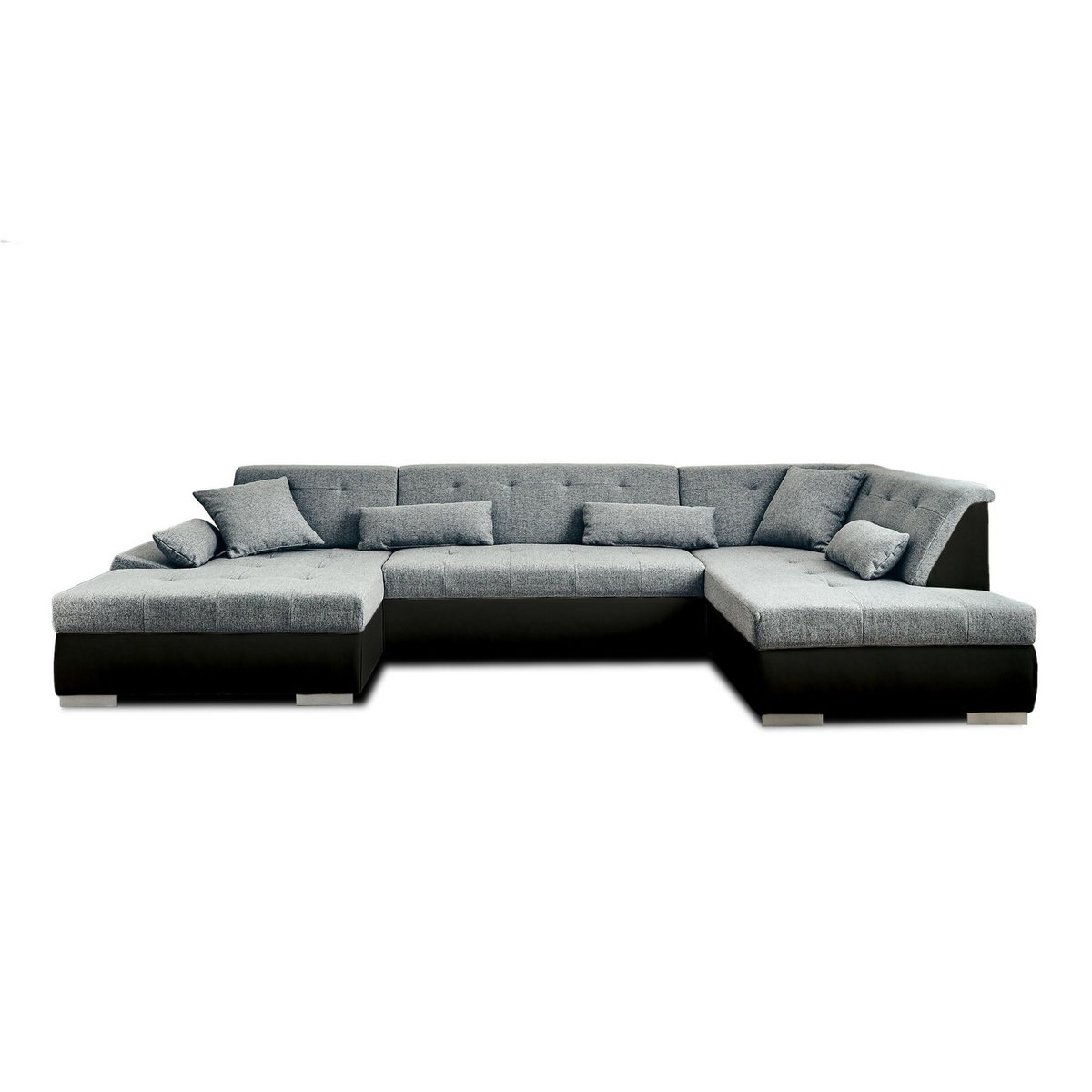 LISA DESIGN Vermont - canapé panoramique d'angle droit - 7 places - convertible - en simili et tissu