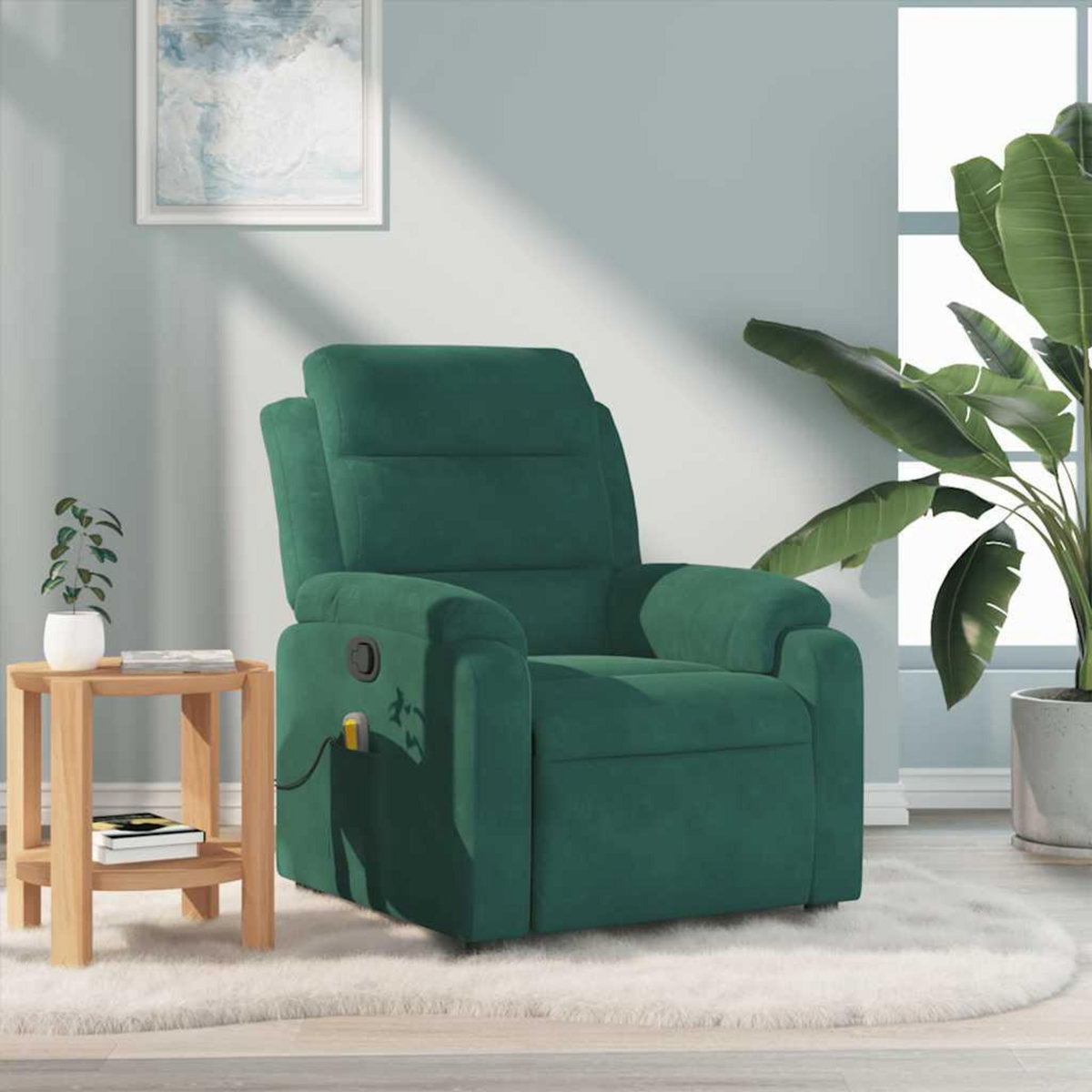 VIDAXL Fauteuil de massage inclinable vert fonce velours