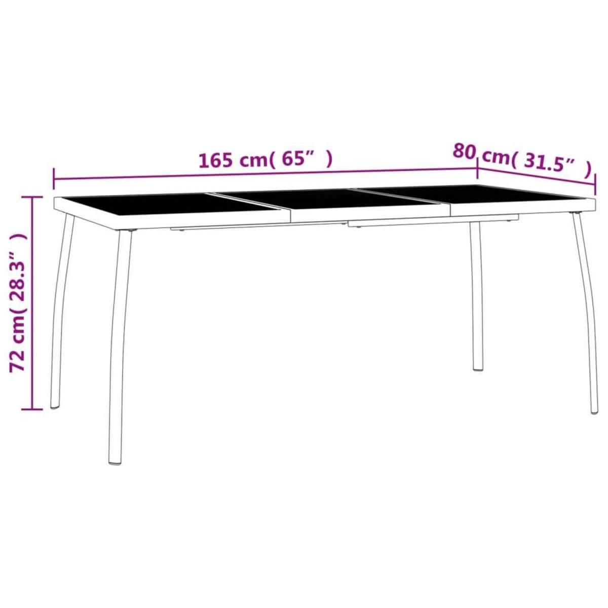 VIDAXL Table de jardin anthracite 165x80x72 cm Treillis d'acier