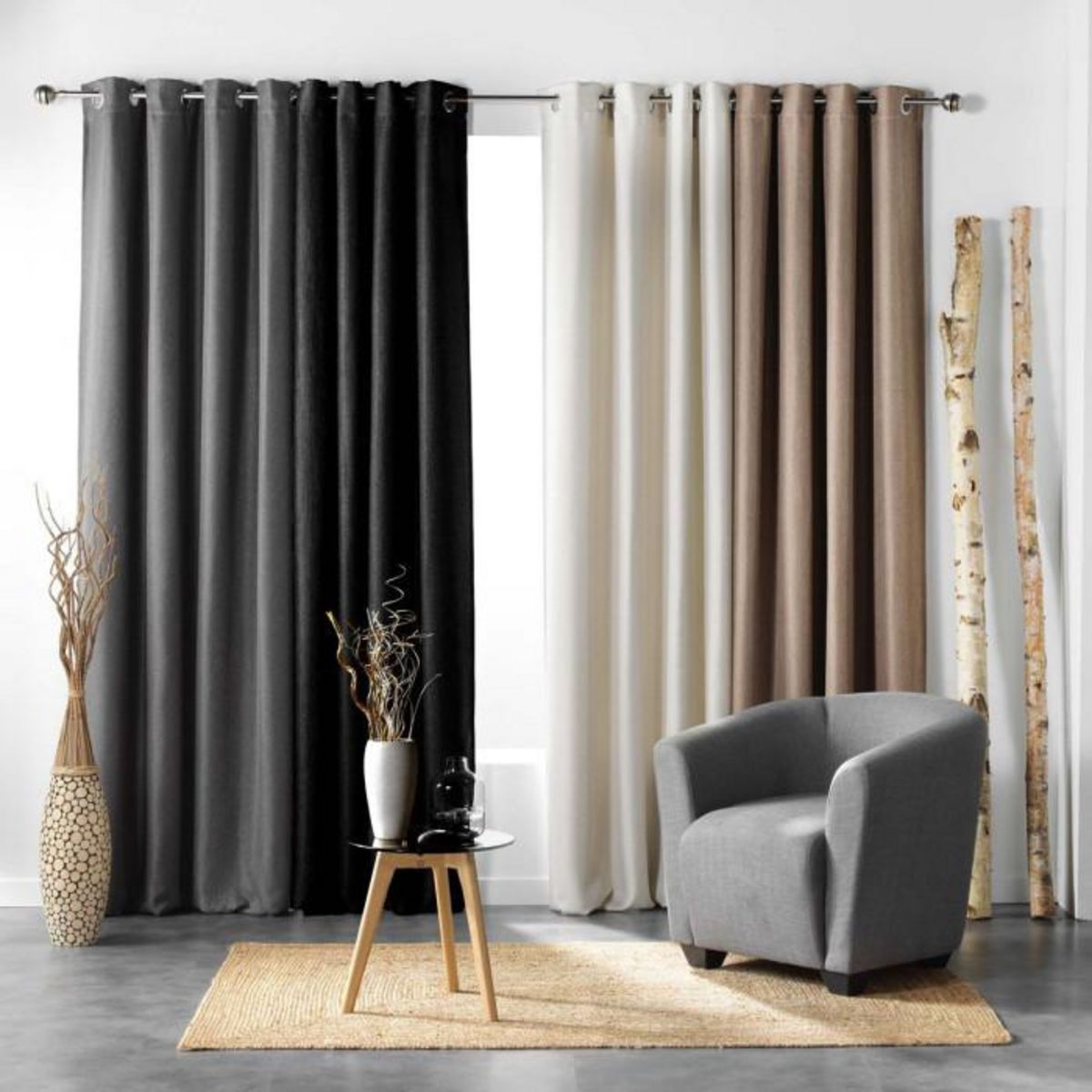 Paris Prix Rideau Occultant  Tramina  135x240cm Noir