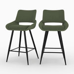 Rendez vous déco Lot de 2 chaises pour îlot central en tissu bouclé vert kaki 66 cm-Alfy
