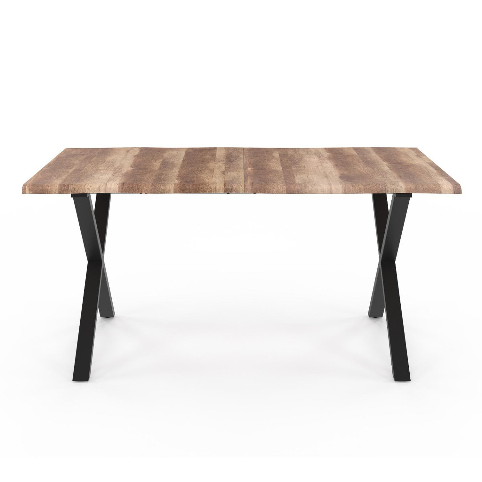 Voir la diapositive 3 : ID MARKET Table à manger rectangle dakota 6 personnes pieds forme en x design industriel 160 cm