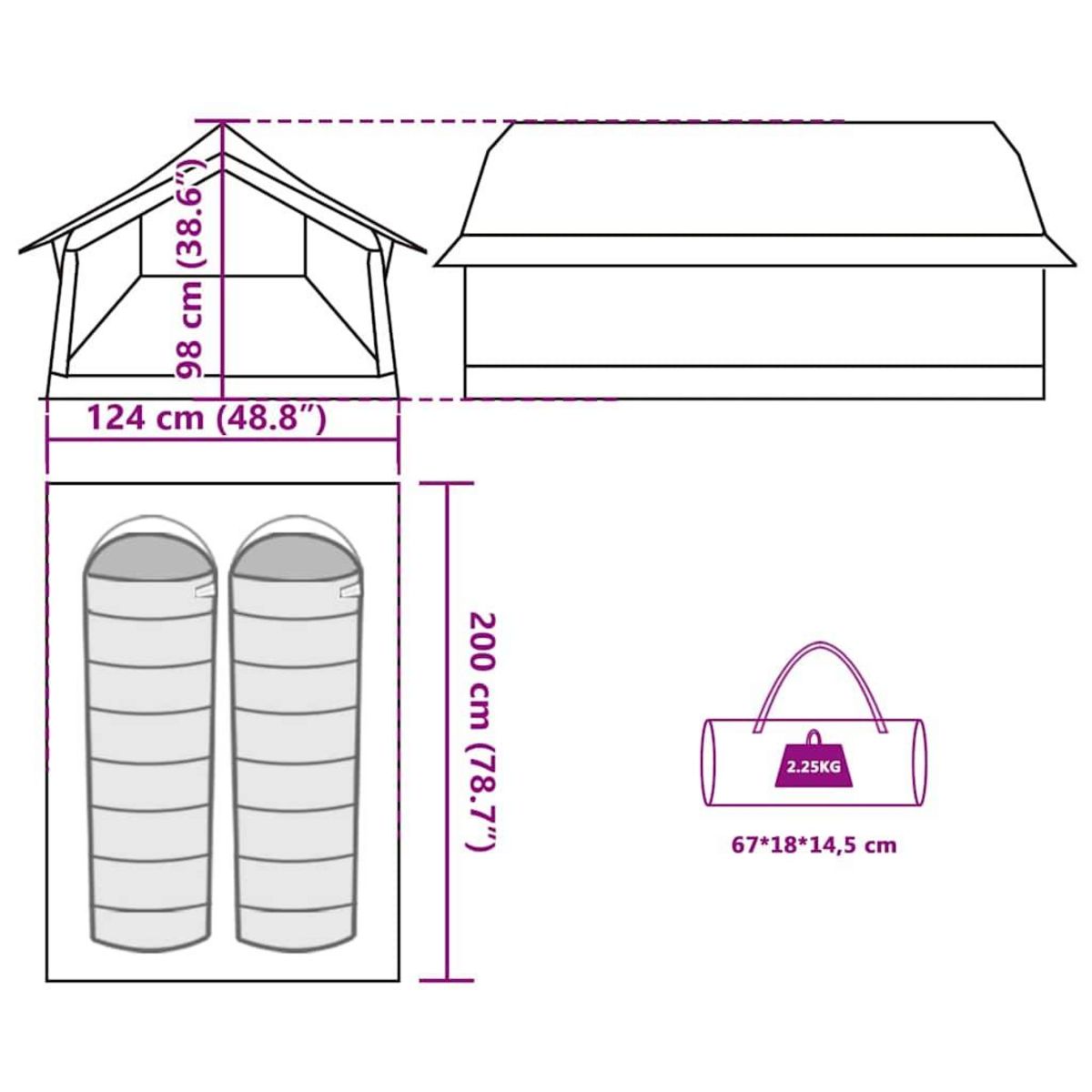 VIDAXL Tente de camping 2 personnes vert olive impermeable