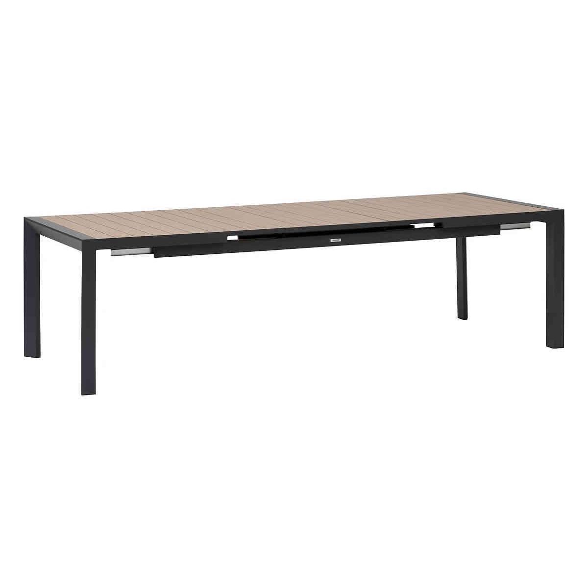 HESPERIDE Table de jardin rectangulaire extensible alu Evasion 8/10 places effet bois - Hespéride