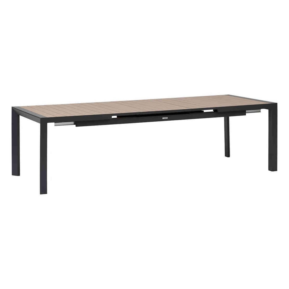 HESPERIDE Table de jardin rectangulaire extensible alu Evasion 8/10 places effet bois - Hespéride